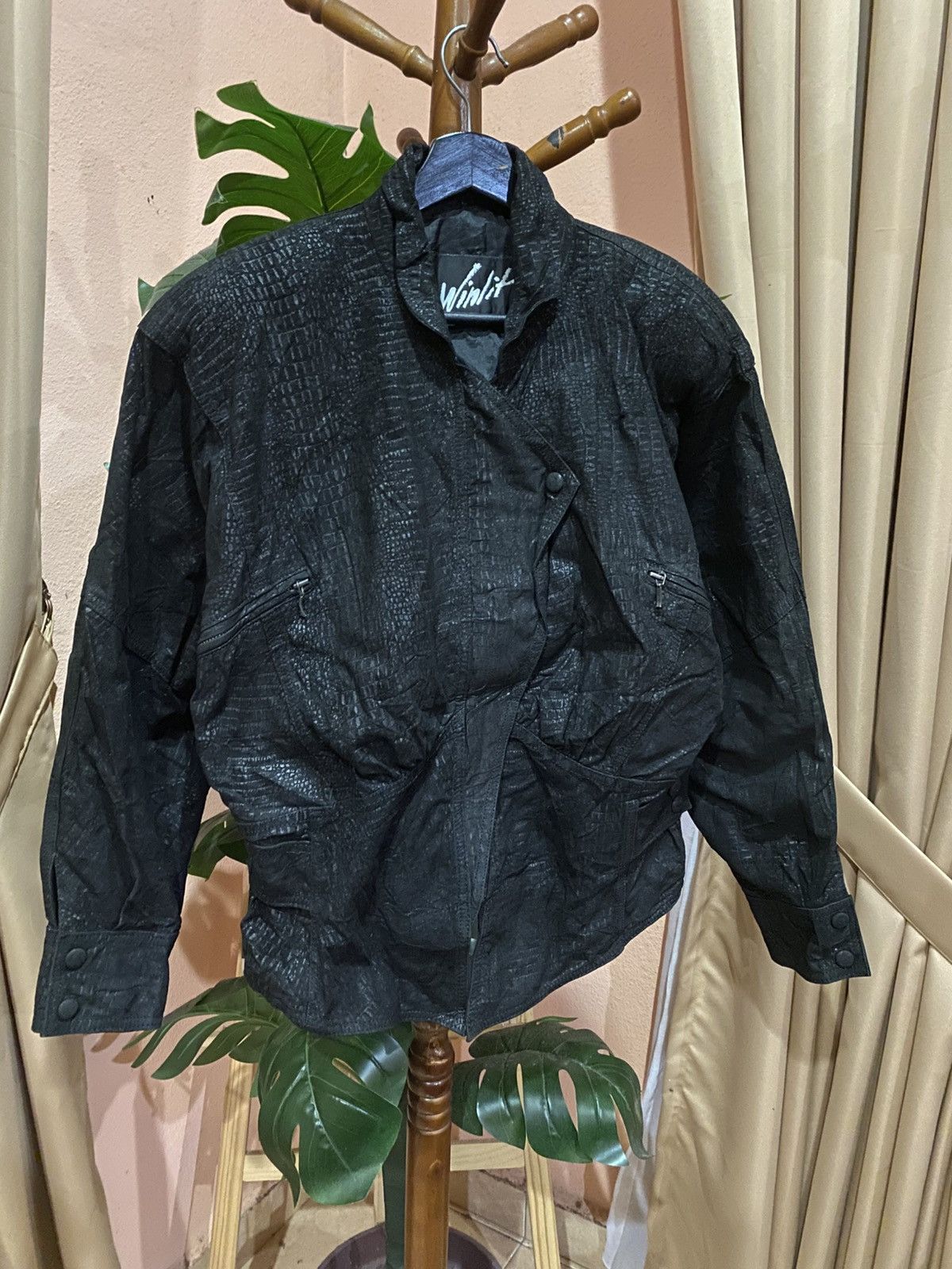 Other Vintage Winlit Genuine Leather Black Embossed Pattern Jacket Size US M / EU 48-50 / 2 - 3 Thumbnail