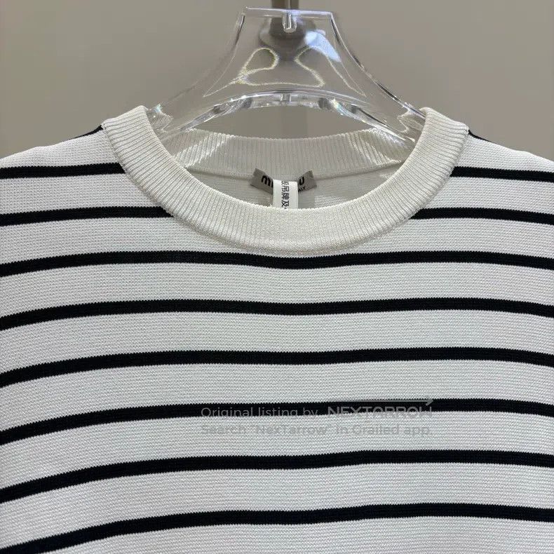 Miu Miu Miu Miu 40 Striped waist letter logo long sleeve knit top Size M / US 6-8 / IT 42-44 - 3 Thumbnail