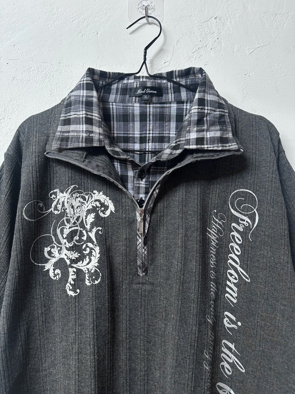 If Six Was Nine Y2K Japanes Mind Games Poem Double Layer Vkei Gothic Style Size US L / EU 52-54 / 3 - 4 Thumbnail