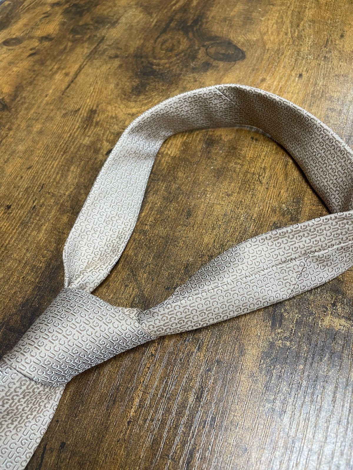 Gucci Gucci Spell Out Monogram Beige Tie Size ONE SIZE - 3 Thumbnail
