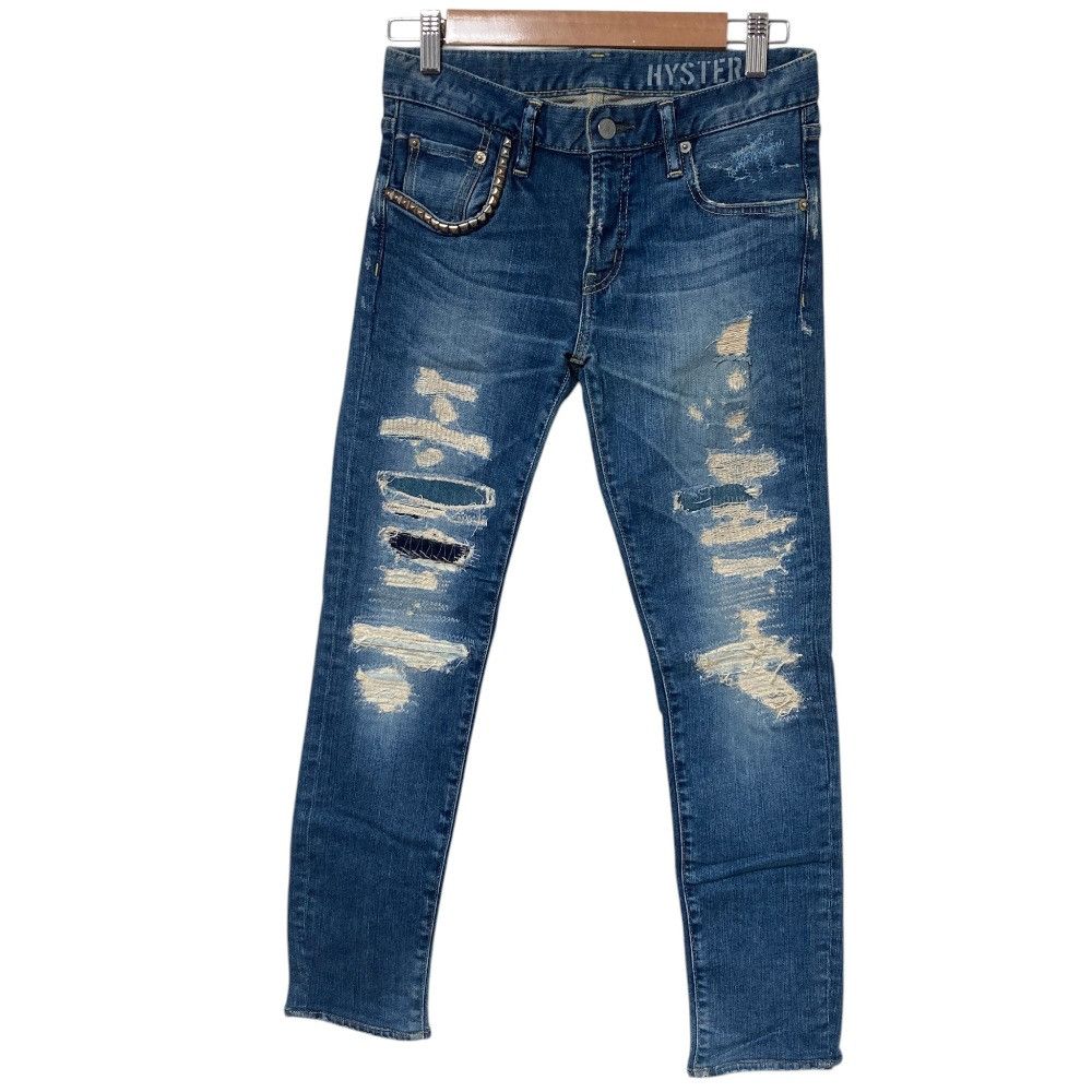 Hysteric Glamour Hysteric Glamour Hysteric Glamour distressed repair studded denim pants Textile Jeans 0141AP11 DUTY FREE for USA Size ONE SIZE - 1 Thumbnail