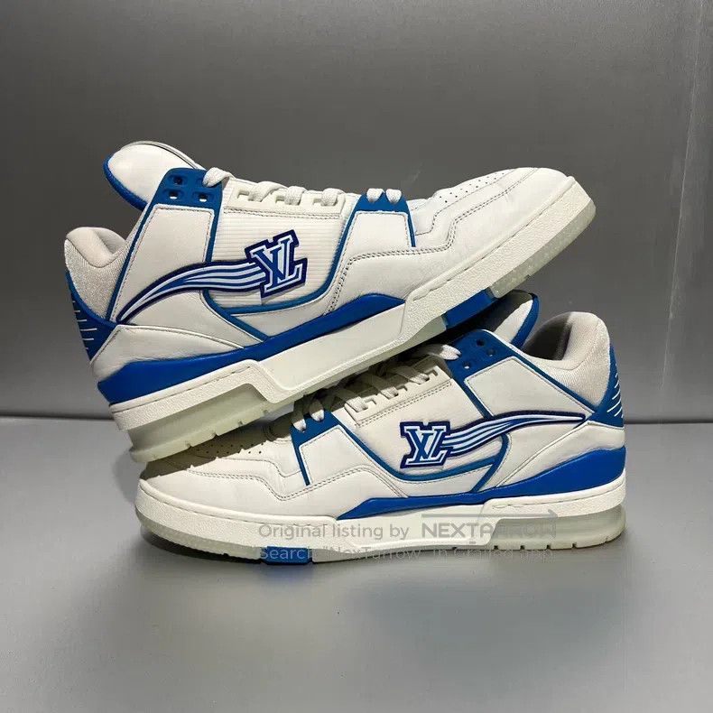 Louis Vuitton Louis Vuitton White and blue Trainer board shoes Size US 8.5 / EU 41-42 - 4 Thumbnail