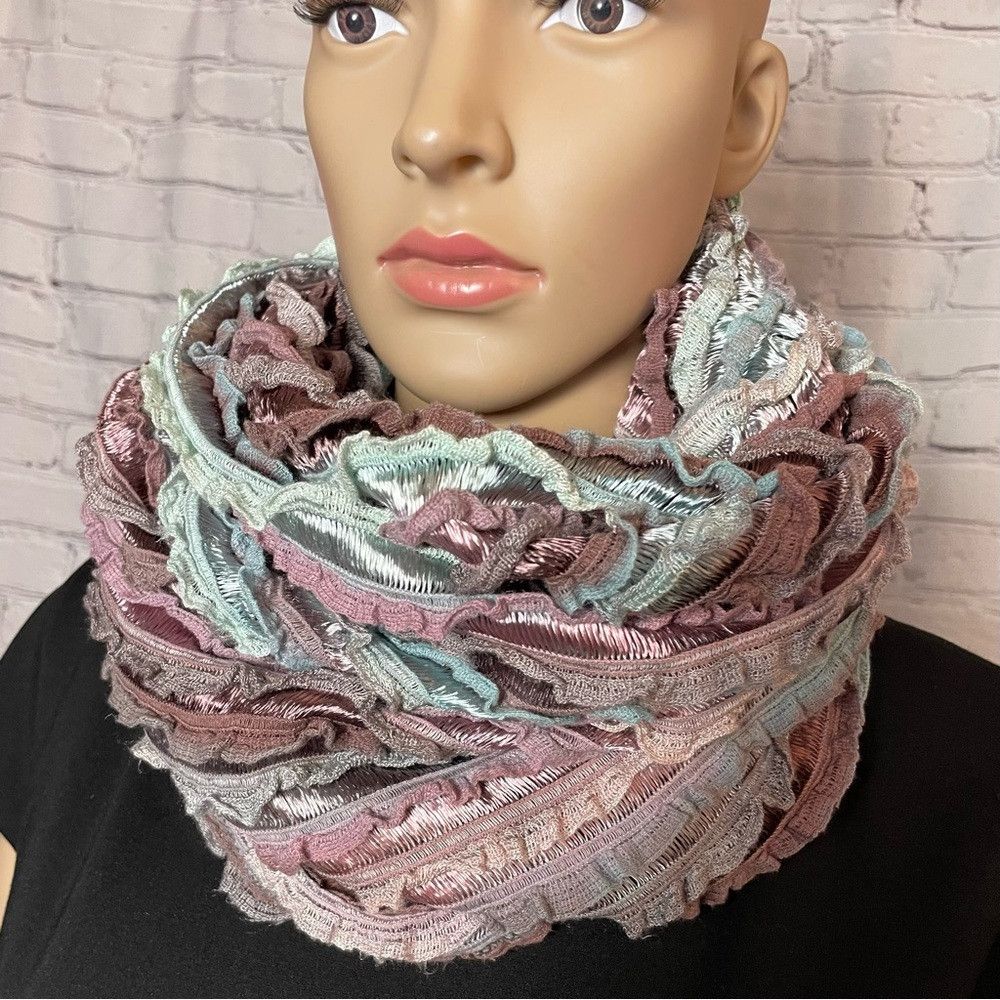 Other Tube Ruffles Beige Brown Gray Scarf Size ONE SIZE - 1 Thumbnail