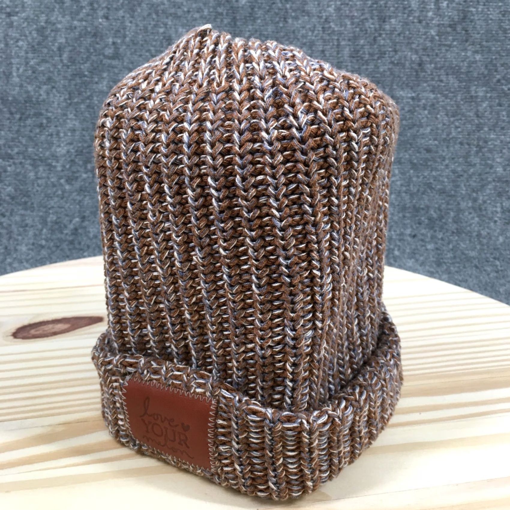 Vintage Love Your Melon Beanie Hat Womens One Size Knit Cotton Brown Winter Size ONE SIZE - 2 Thumbnail