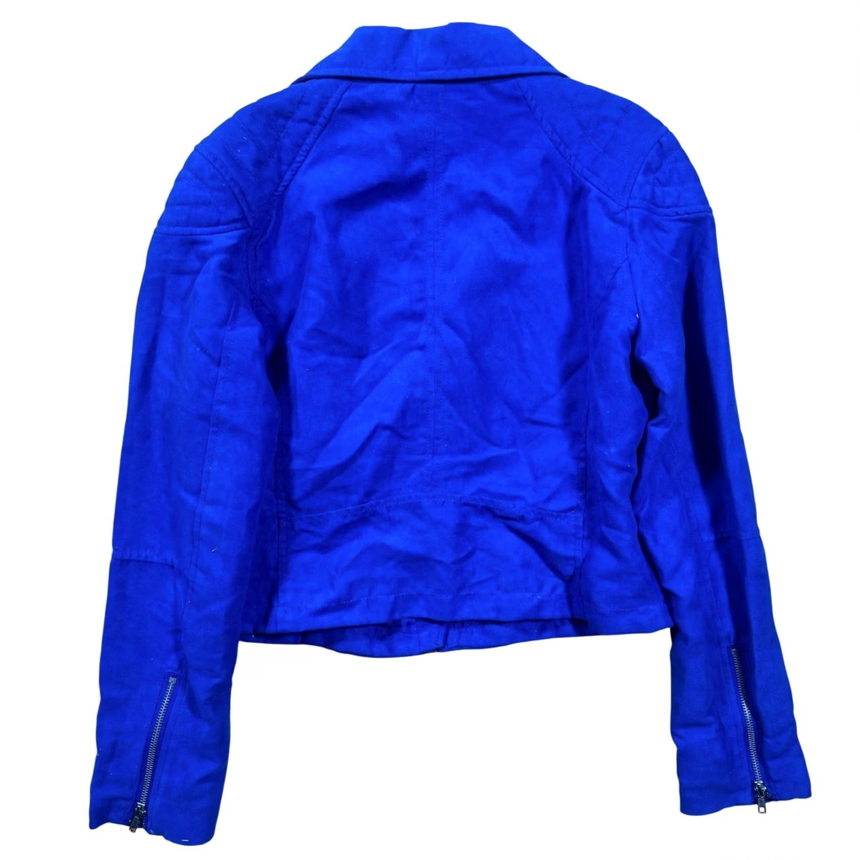 H&M DIVIDED by H&M Blue Faux Suede Moto Jacket Size 12 Women's Size XL / US 12-14 / IT 48-50 - 2 Thumbnail