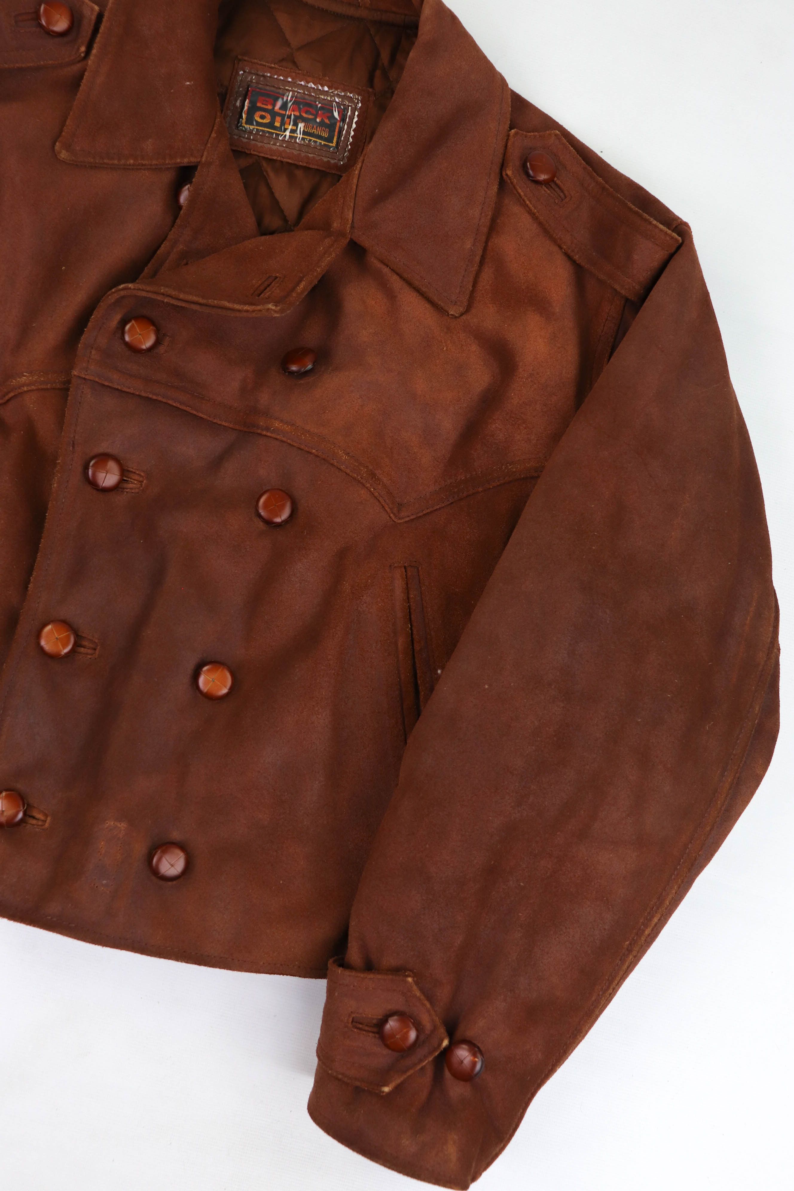 Vintage Vintage Tan Suede Leather Western Double Breast Crop Jacket Size US L / EU 52-54 / 3 - 6 Thumbnail