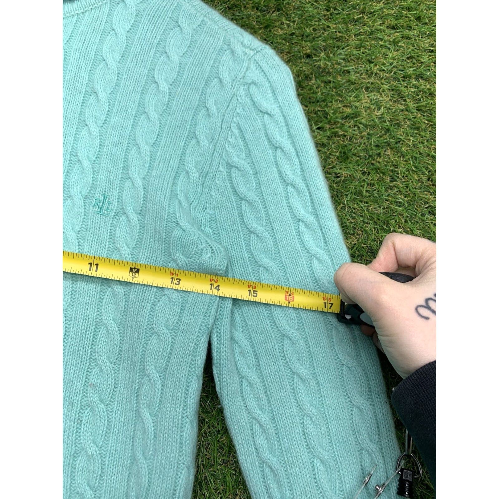 Ralph Lauren Ralph Lauren Cashmere Cable Knit Sweater Womens XS Turtle Neck Mint Teal Green Pullover Size XS / US 0-2 / IT 36-38 - 4 Thumbnail