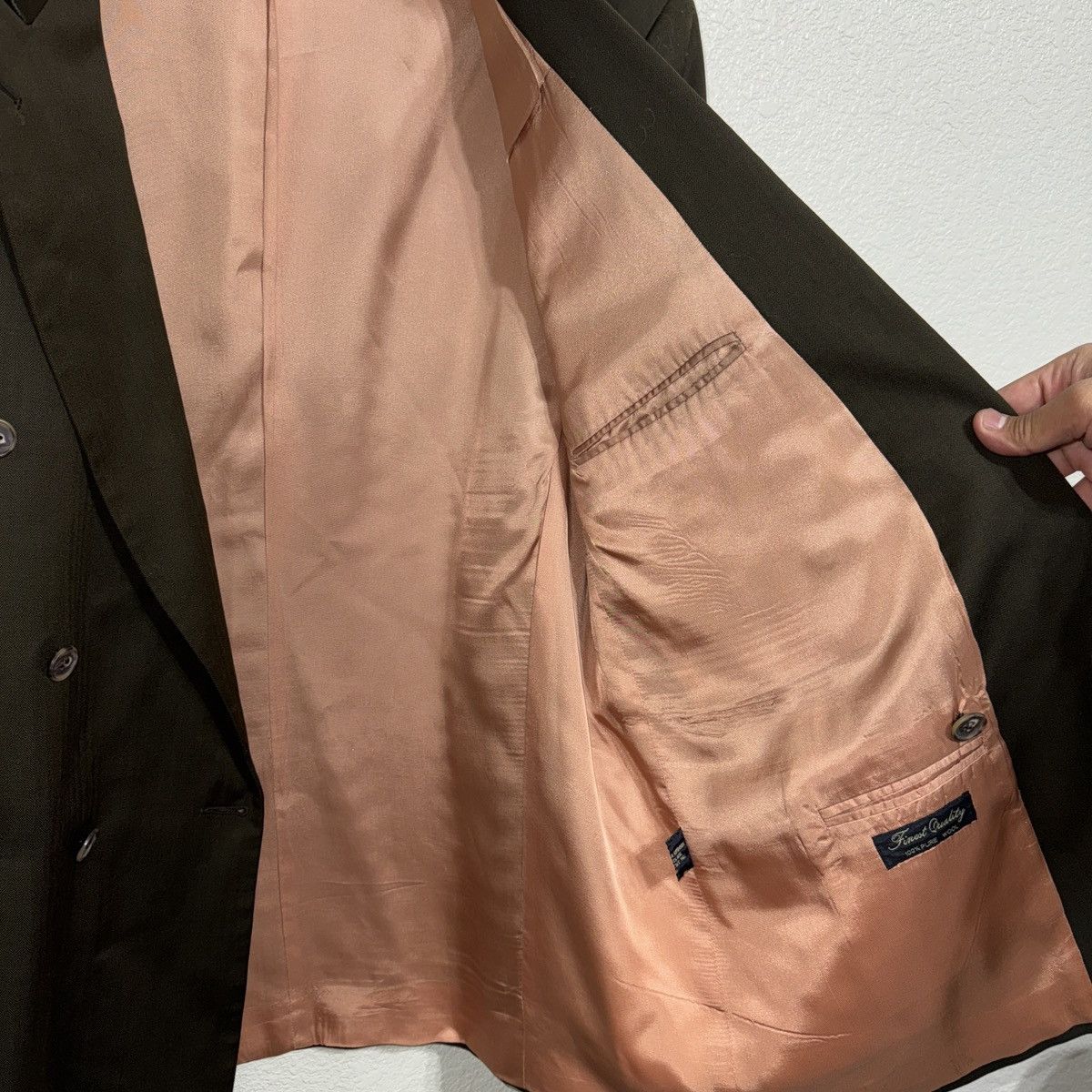 Vintage Vintage Wool J. Riggings Olive Blazer Jacket Pink Lining Size 44R - 6 Thumbnail