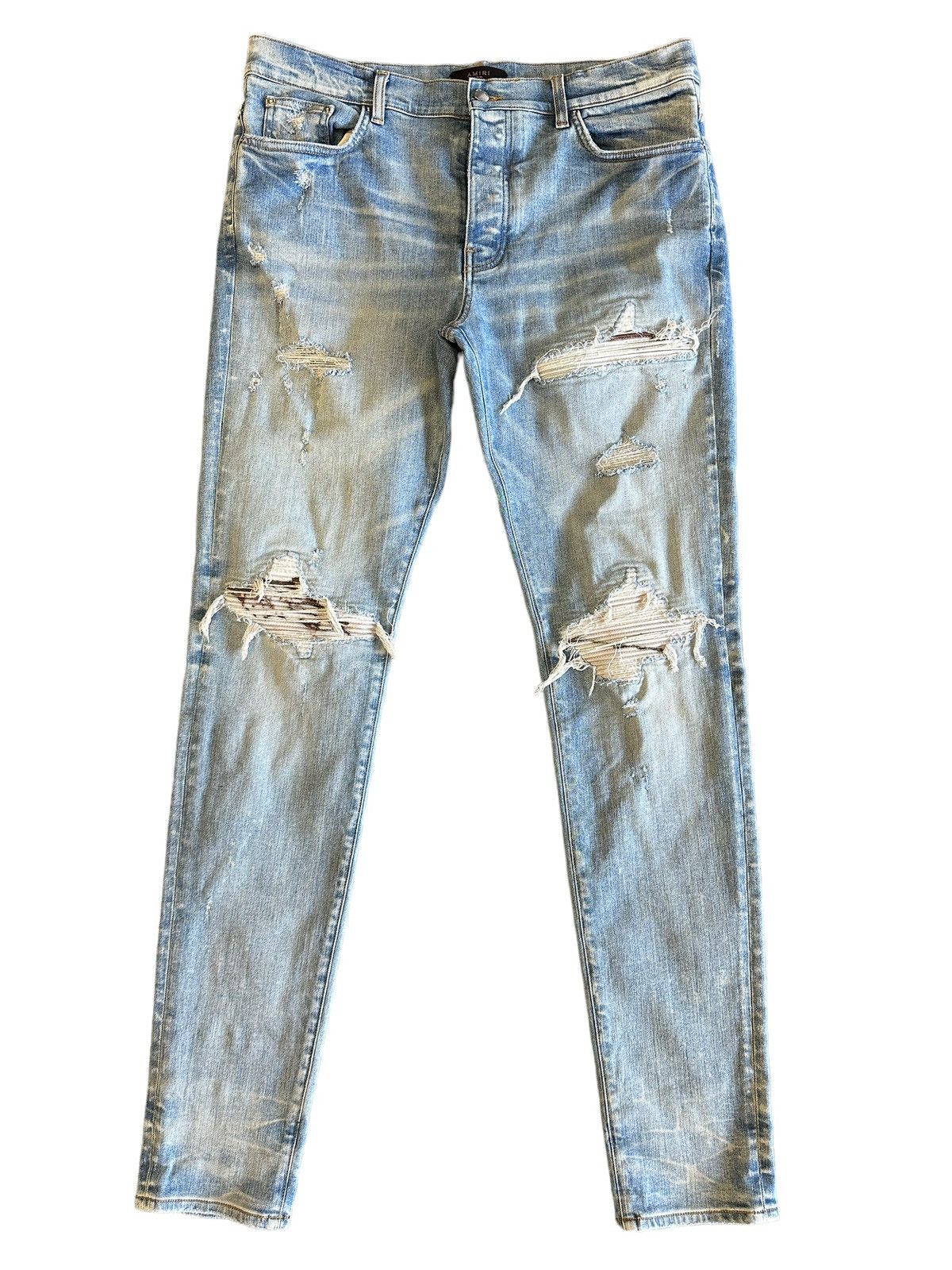 image of Amiri Mx1 Marble Patch Pant Size 36 Pre-Owned in Light Wash, Men's