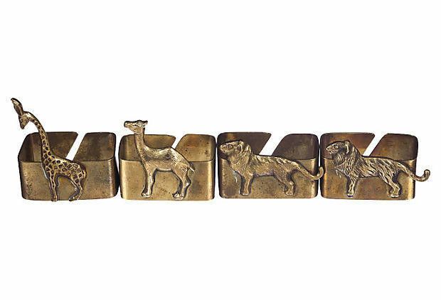 Designer Brass Safari Napkin Holders, S/4 Size ONE SIZE - 4 Thumbnail