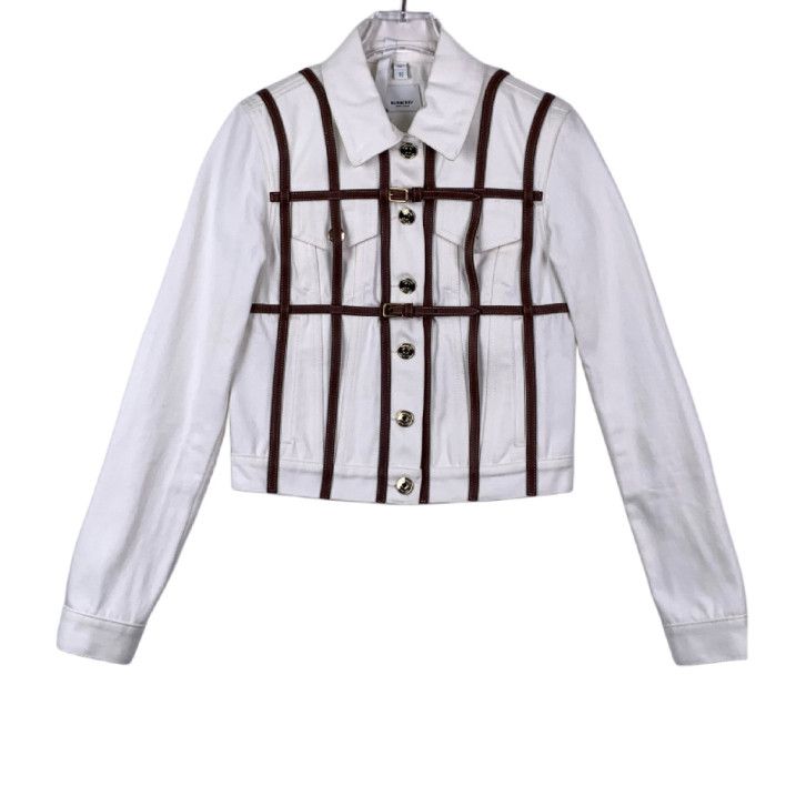 Burberry Burberry Leather-Paneled White Collar Denim Jacket Size XS / US 0-2 / IT 36-38 - 1 Thumbnail