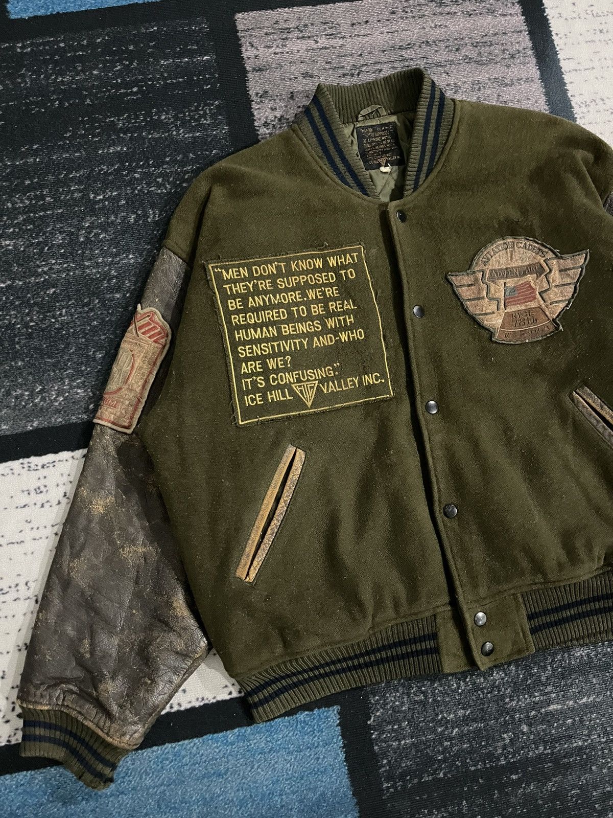 Vintage Vintage The British Confession Varsity Leather Jacket Size US XL / EU 56 / 4 - 4 Thumbnail