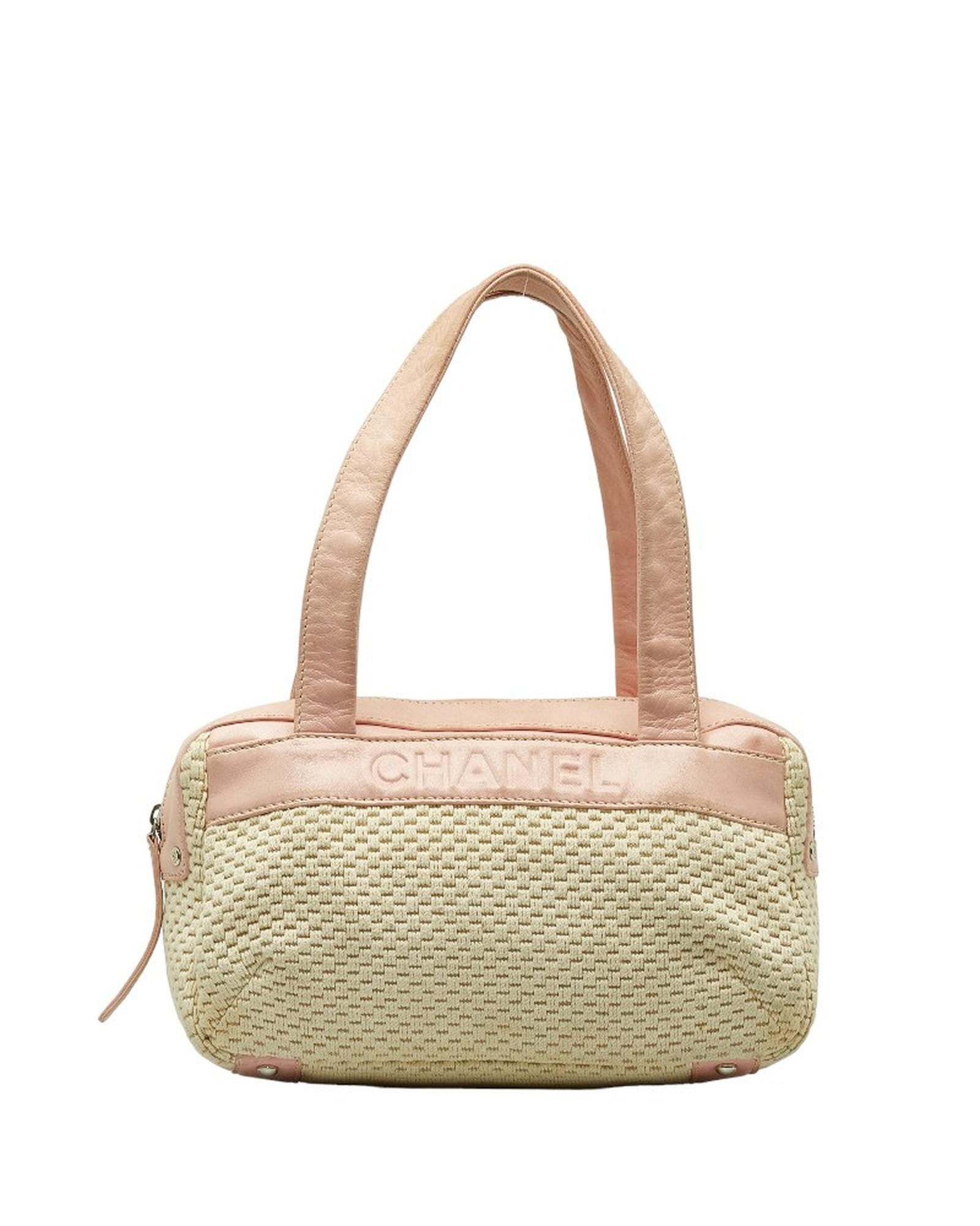 image of Chanel Brown Crochet Bowler Bag In Excellent Condition, Women's