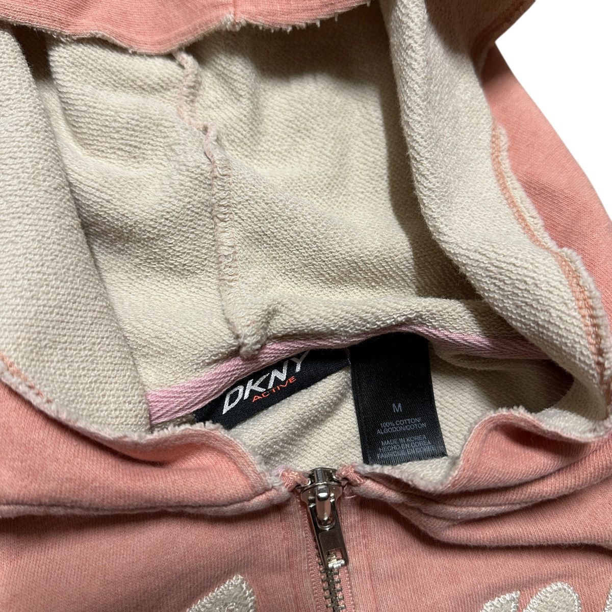 DKNY Women Y2K DKNY Pink Spellout Full Zip Hoodie Size M / US 6-8 / IT 42-44 - 7 Thumbnail