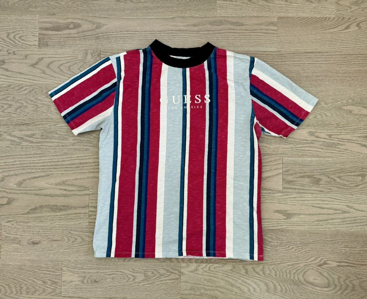 Guess × Vintage GUESS Los Angeles Vintage Striped T-Shirt Size US S / EU 44-46 / 1 - 1 Thumbnail