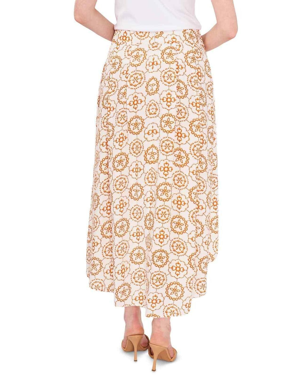 Vince Camuto Vince Camuto Women's Ivory Printed Side-Tie High-Low Skirt L Size 36" / US 14 / IT 50 - 3 Thumbnail