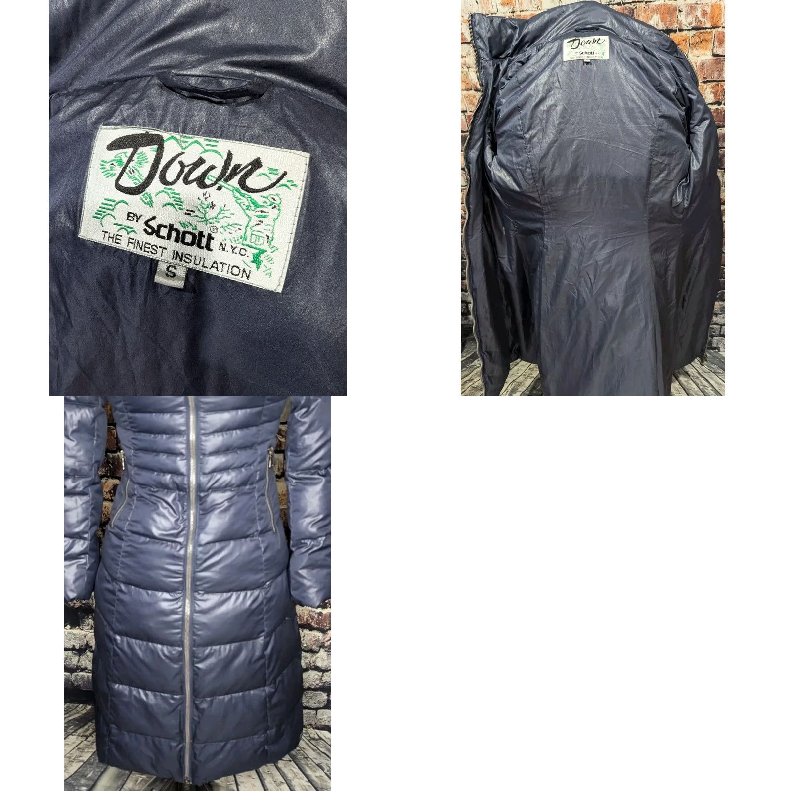 Schott SCHOTT NYC PUFFER JACKET COAT DOWN LONG HOODED WOMENS SMALL BLUE WINTER Size S / US 4 / IT 40 - 8 Thumbnail
