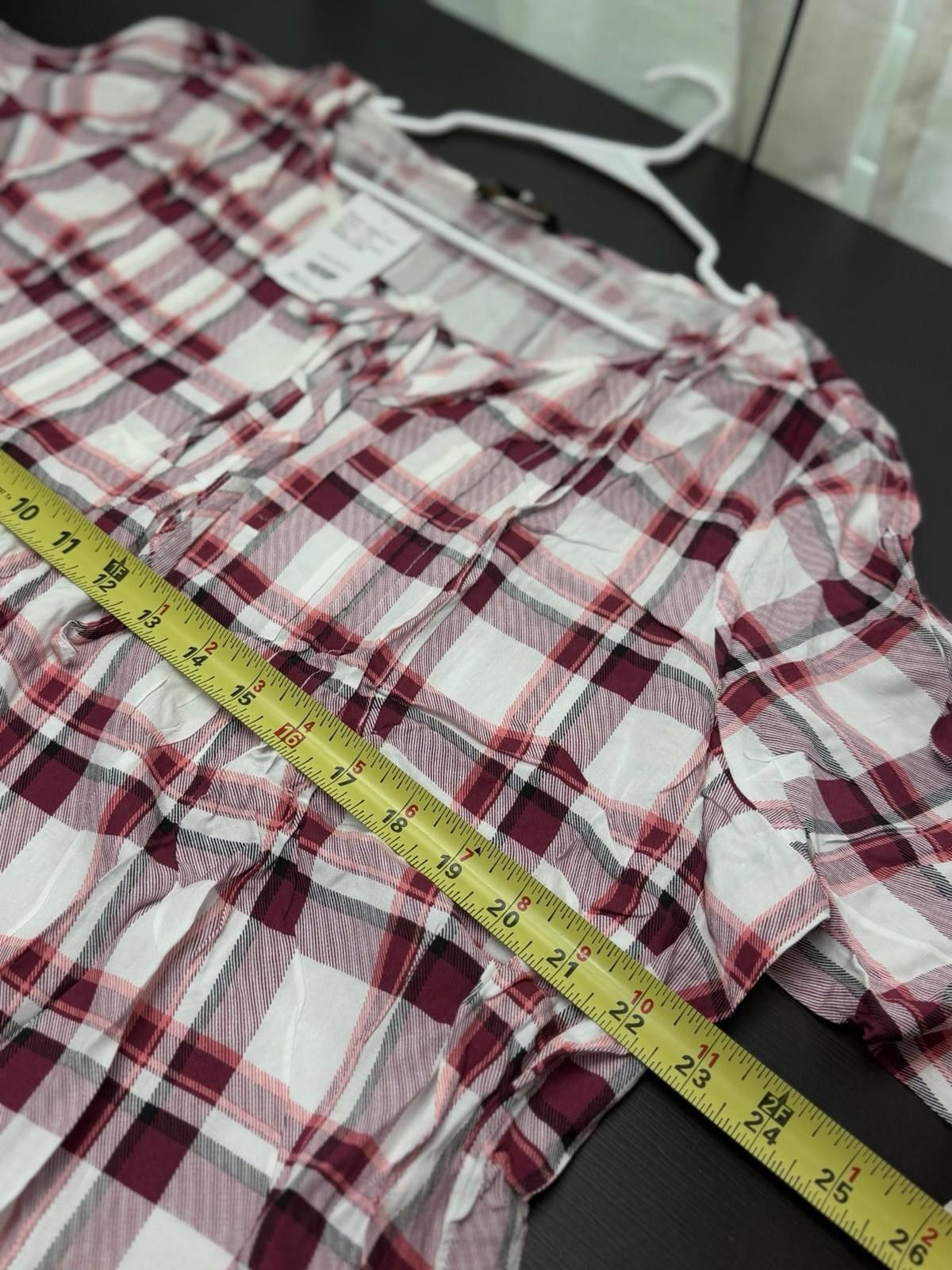 Other Suzanne Betro 3X Pink Plaid Tunic Blouse Tie Neck Size 3XL / US 20-22 - 5 Thumbnail