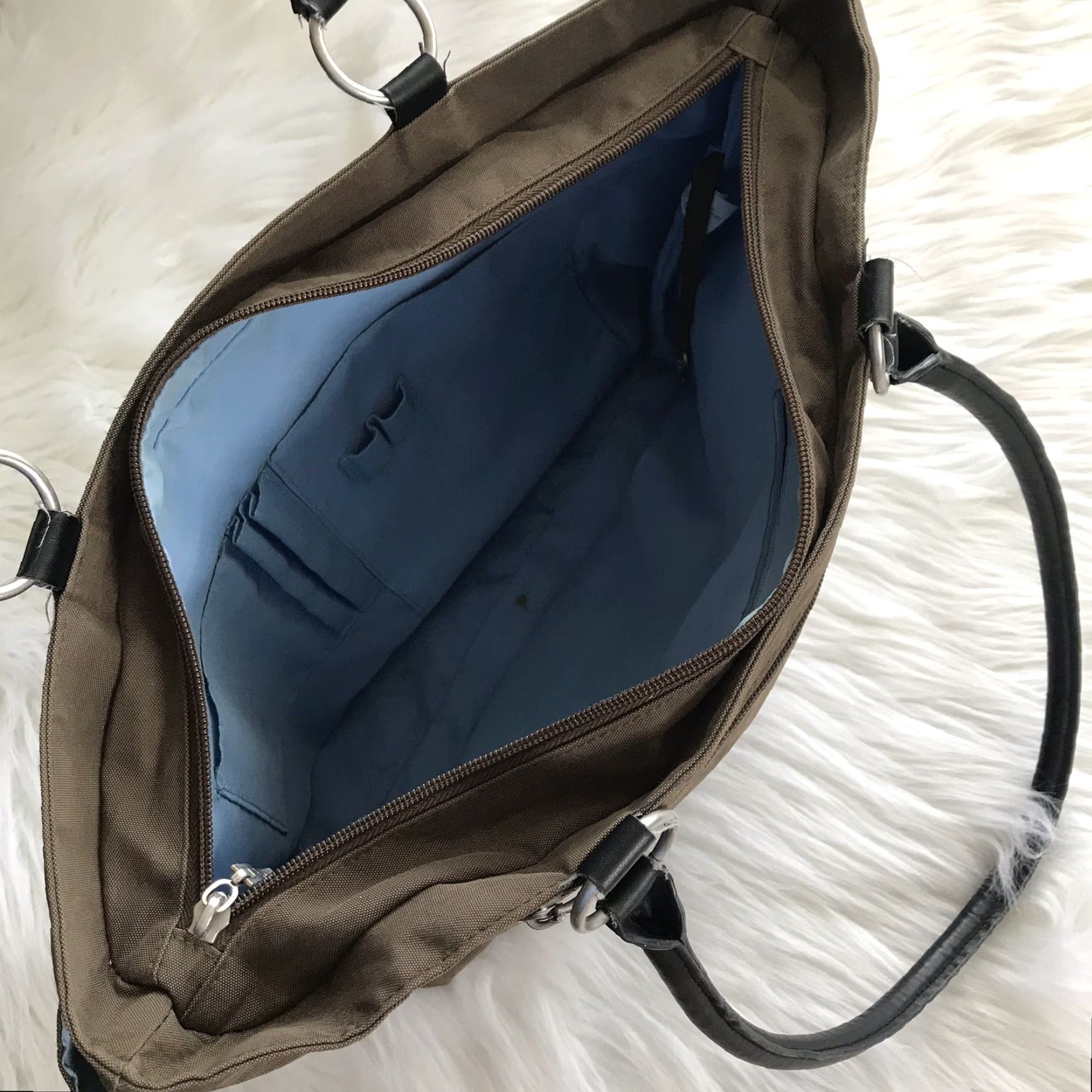 Vintage Baggillini Purse Large Shoulder Bag Brown Multi Pocket Organizer Double Handle Women’s Size ONE SIZE - 3 Thumbnail