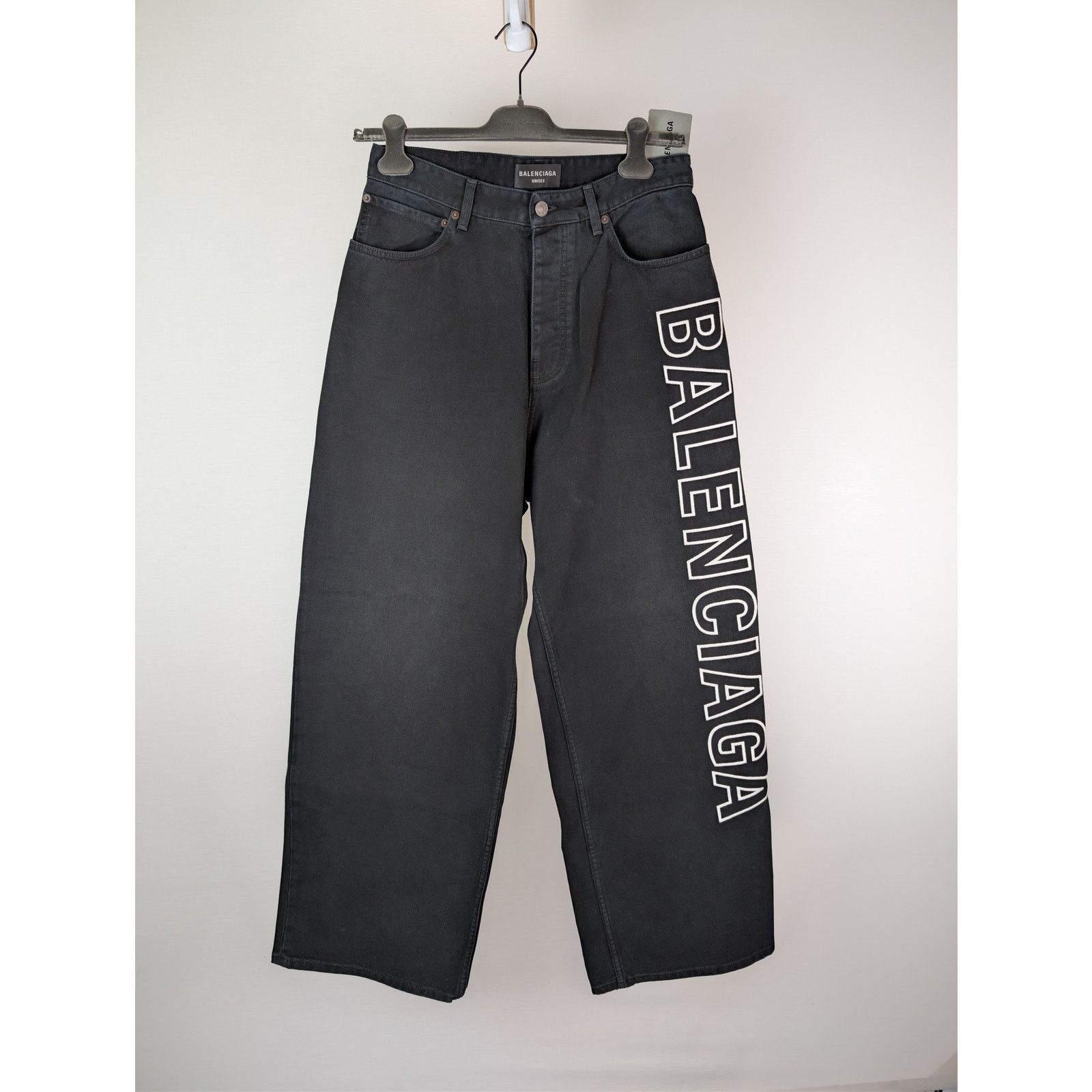 Balenciaga o1rshd1 Left Hand Denim Baggy Pants in Sunbleached Black Size US 34 / EU 50 - 1 Thumbnail