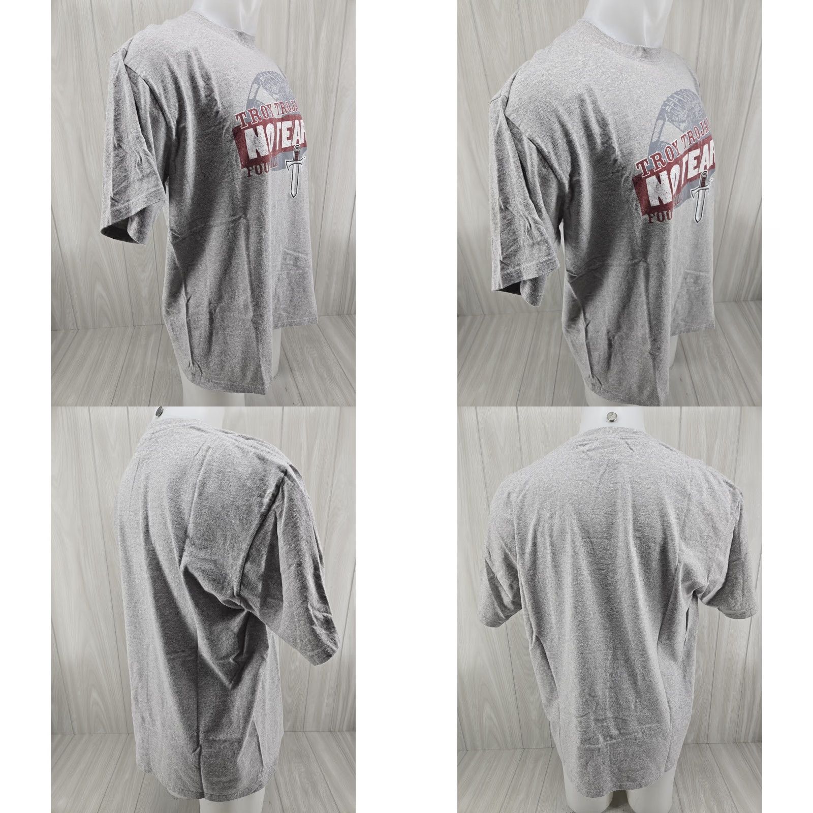Champion VINTAGE Troy University Trojans No Fear Football Gray T-Shirt Adult XL Champion Size US XL / EU 56 / 4 - 8 Thumbnail