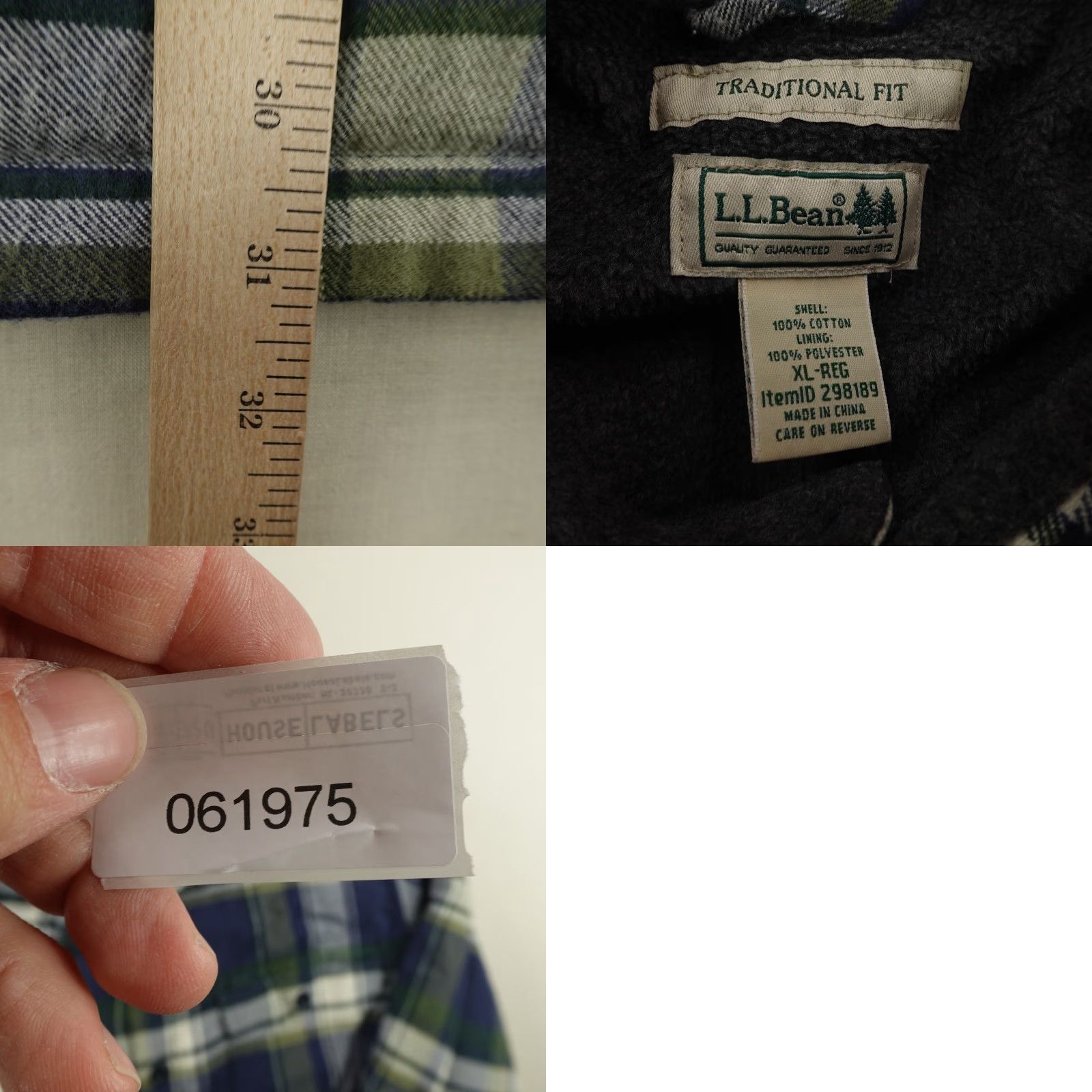 Vintage L.L. Bean Jacket Mens XL Blue Green Plaid Flannel Shacket 3-in-1 Insulated Lined Cotton Polyester Pockets Button Front Casual Workwear Travel Mens Size US XL / EU 56 / 4 - 8 Thumbnail