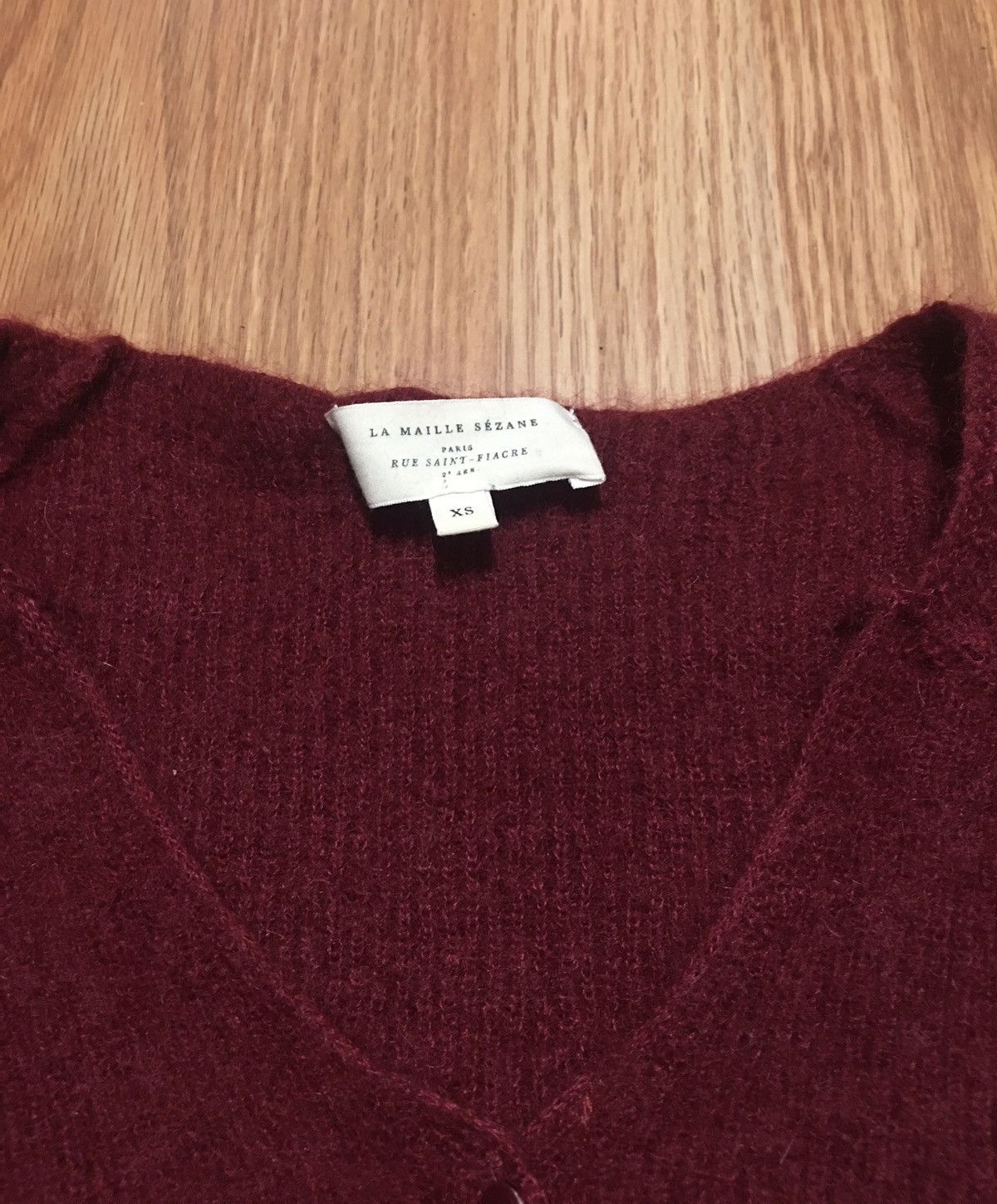 Sezane SÉZANE Mohair Alpaca Blend Cardigan Sweater Burgundy XS Size XS / US 0-2 / IT 36-38 - 6 Thumbnail