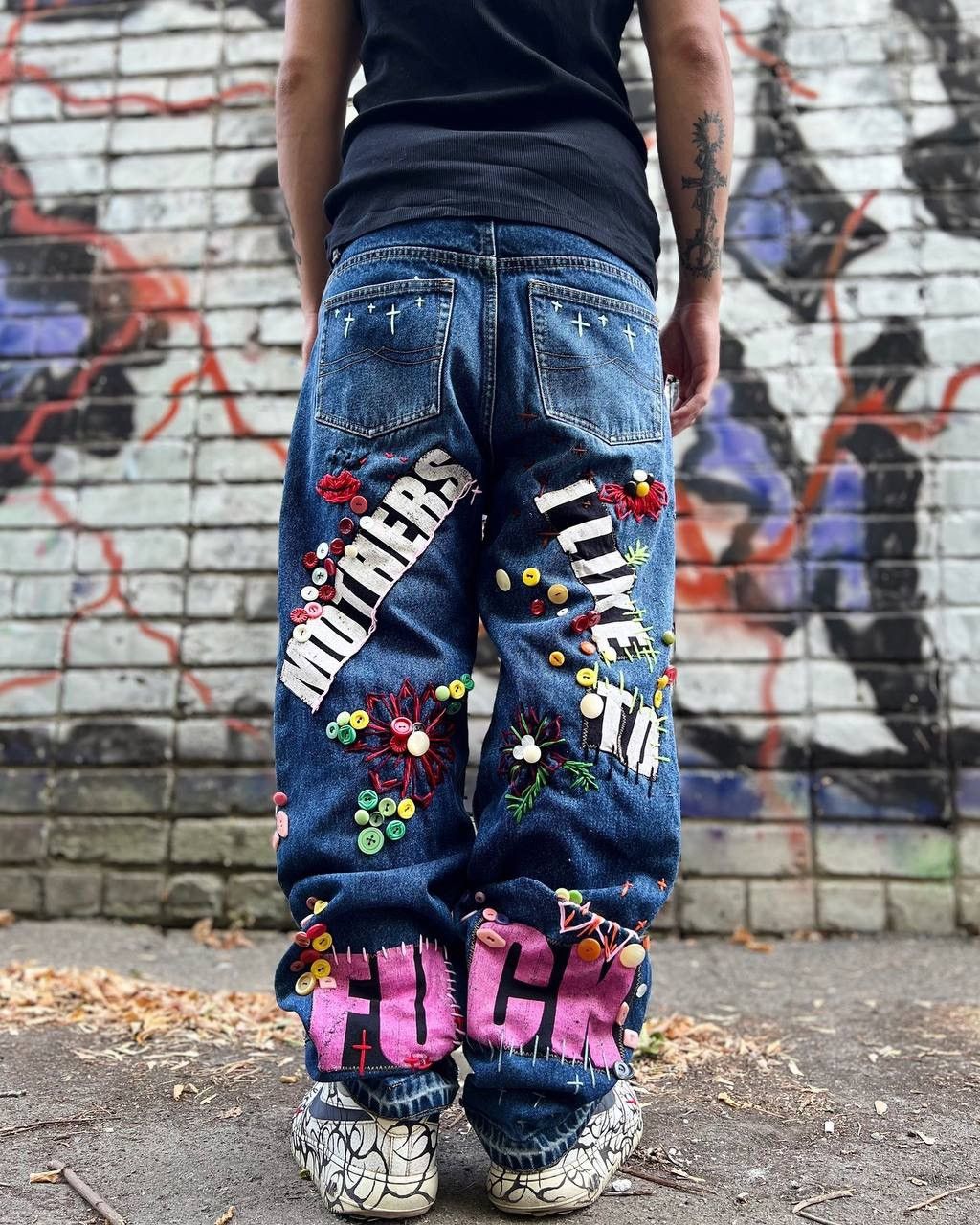 Handmade MILF HUNTER custom distressed jeans Size US 32 / EU 48 - 3 Thumbnail