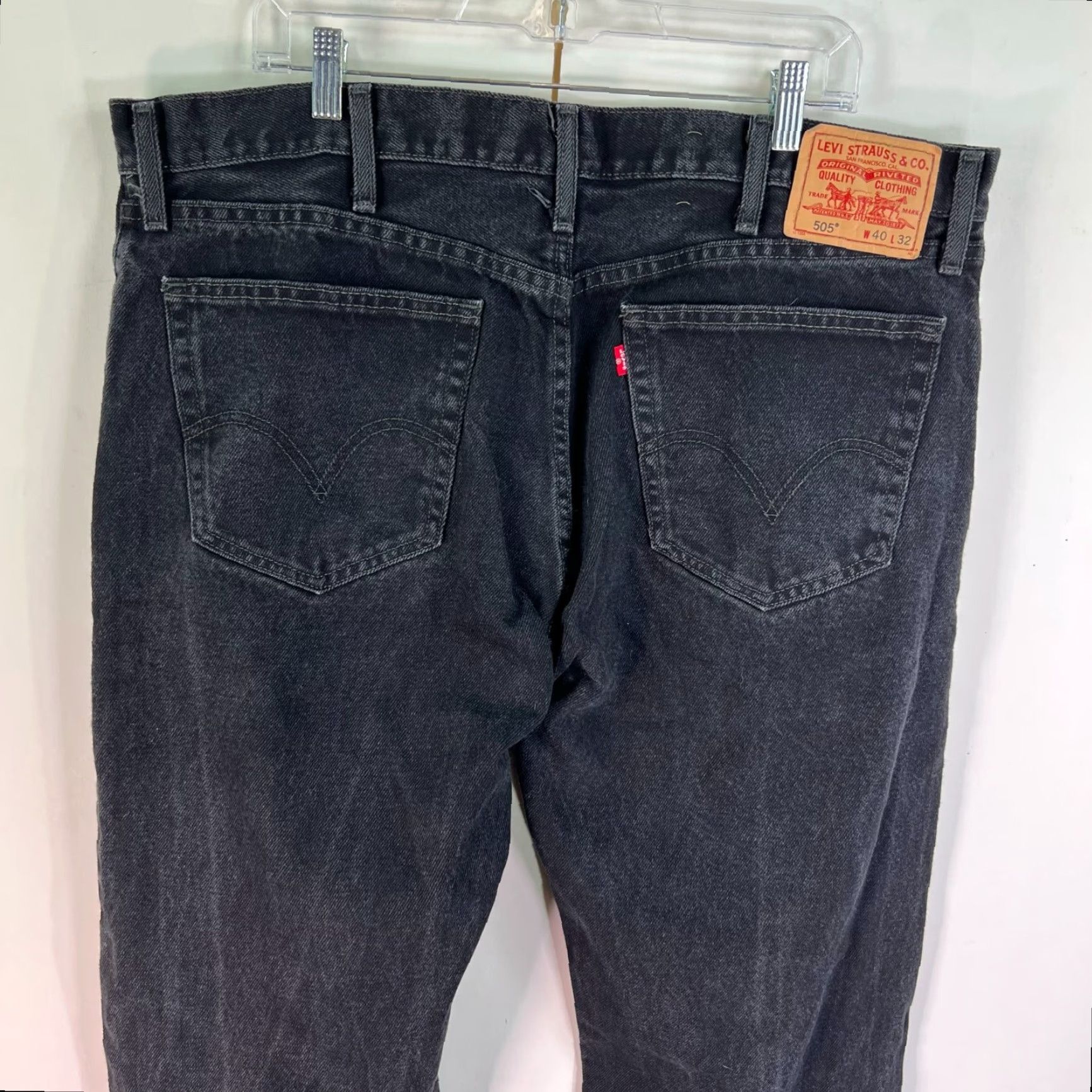 Levi's Levi's 505 Straight Fit Denim Jeans Mens Size 40 Black 40X32 - Levi's - Jeans - Regular - 5-Pocket Design - Dark Wash - USA Theme - 90s - Mens Size US 40 / EU 56 - 6 Thumbnail