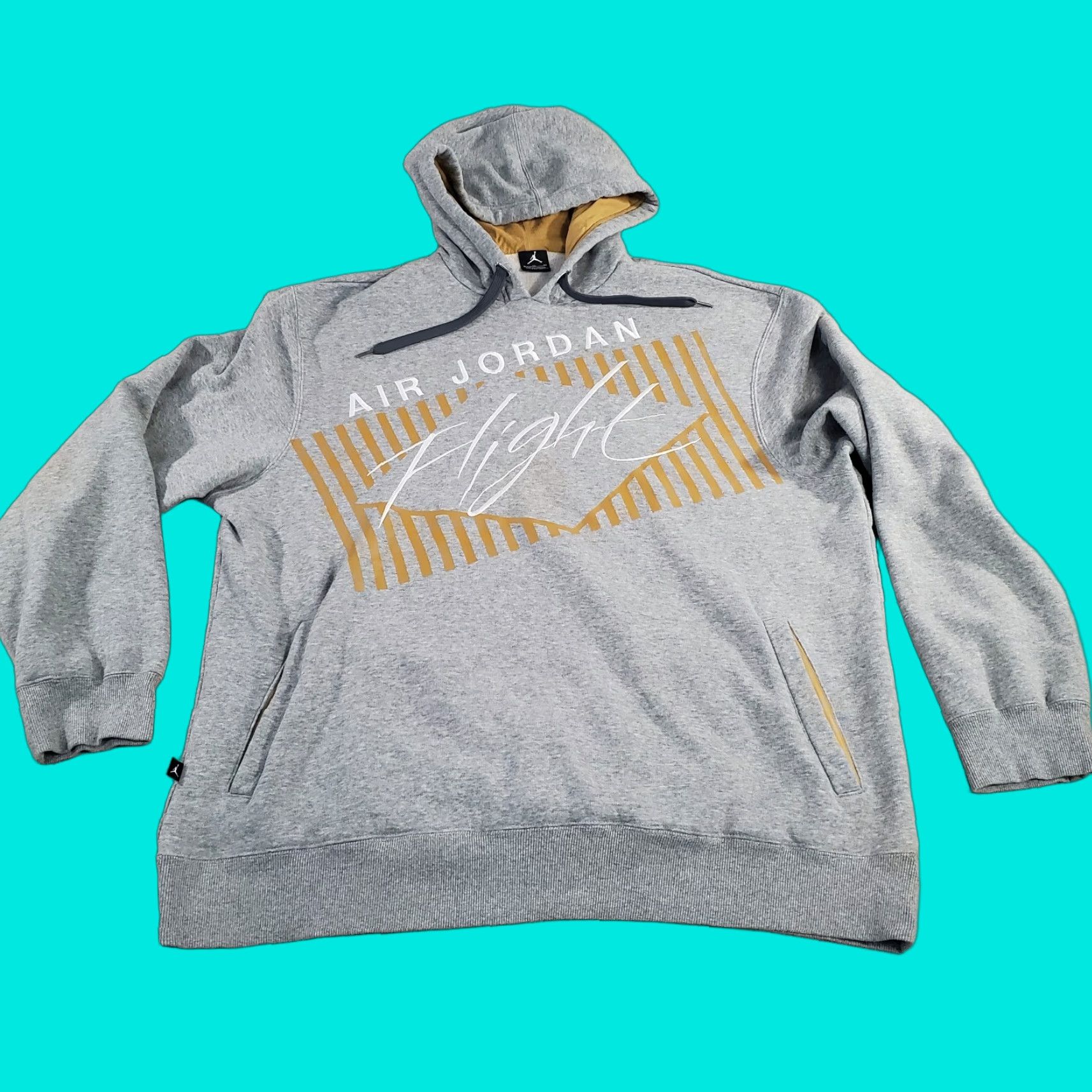 Jordan Brand Nike Air Jordan Hoodie Mens XL Gray Flight Pullover Spellout 427348 063 Size US XL / EU 56 / 4 - 1 Thumbnail