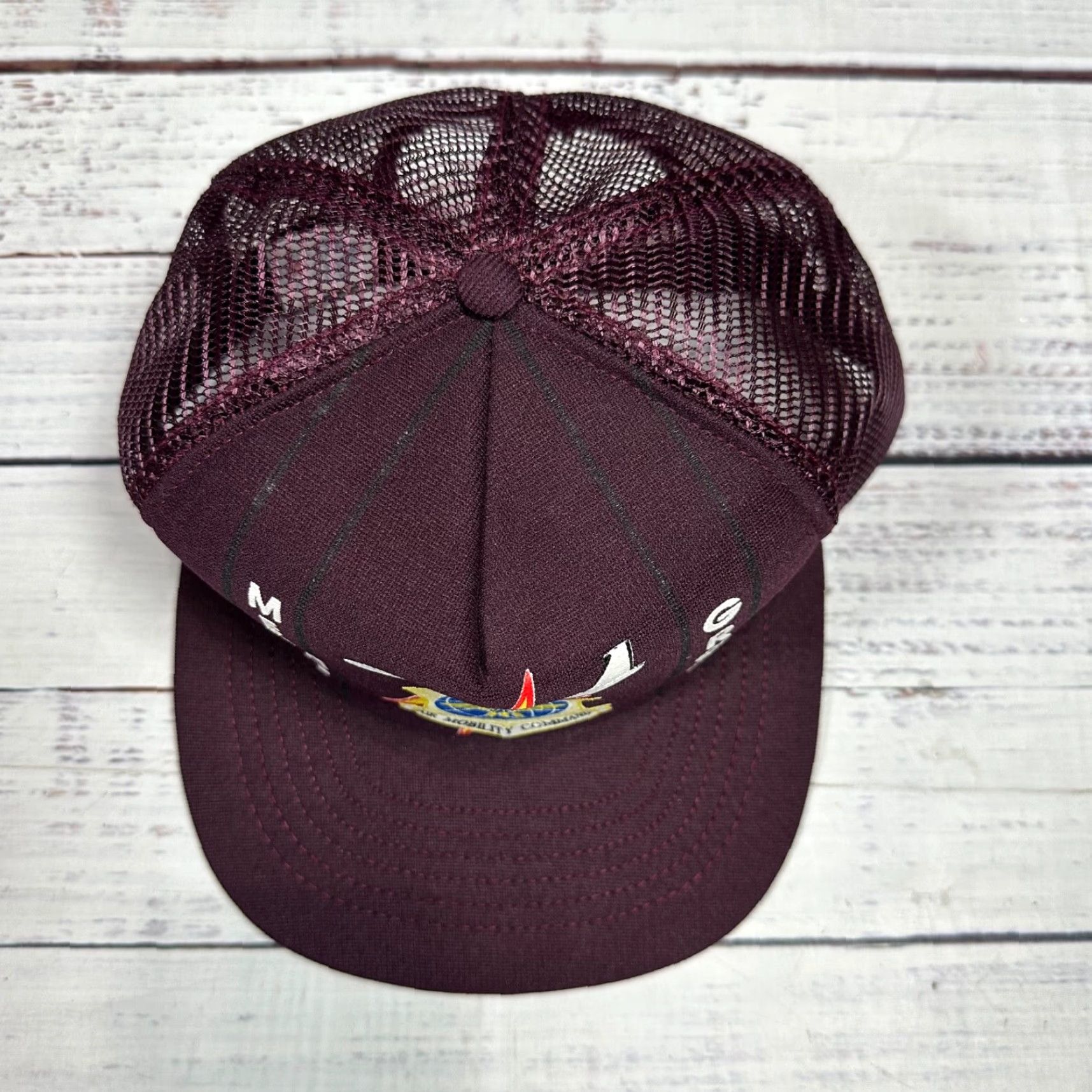 Commando Medical Group Air Mobility Command Tucker Hat Burgundy Air Force Snapback Trucker Hat Men One Size Burgundy Size ONE SIZE - 3 Thumbnail
