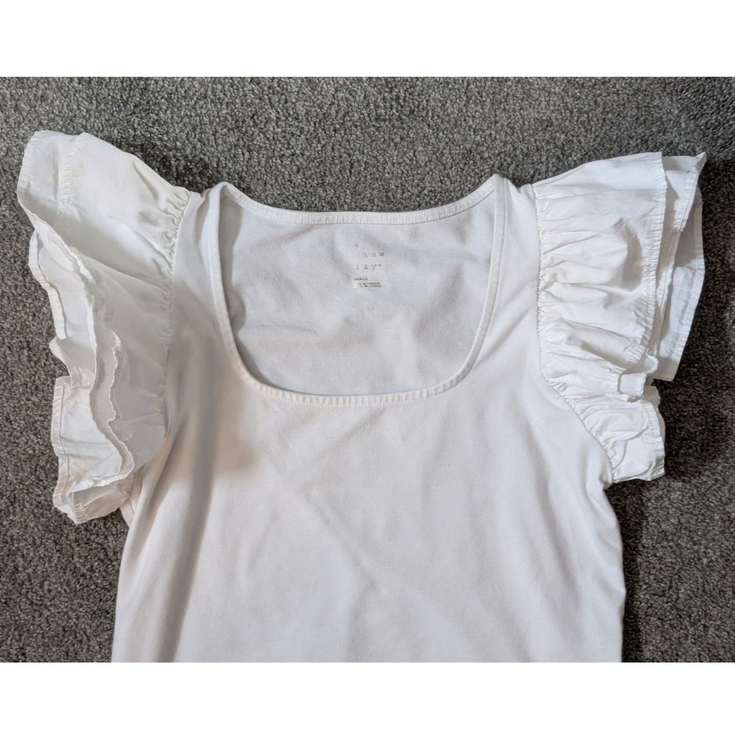 Other White Ruffle Sleeve Blouse by A New Day | White Summer Top Size S / US 4 / IT 40 - 2 Thumbnail