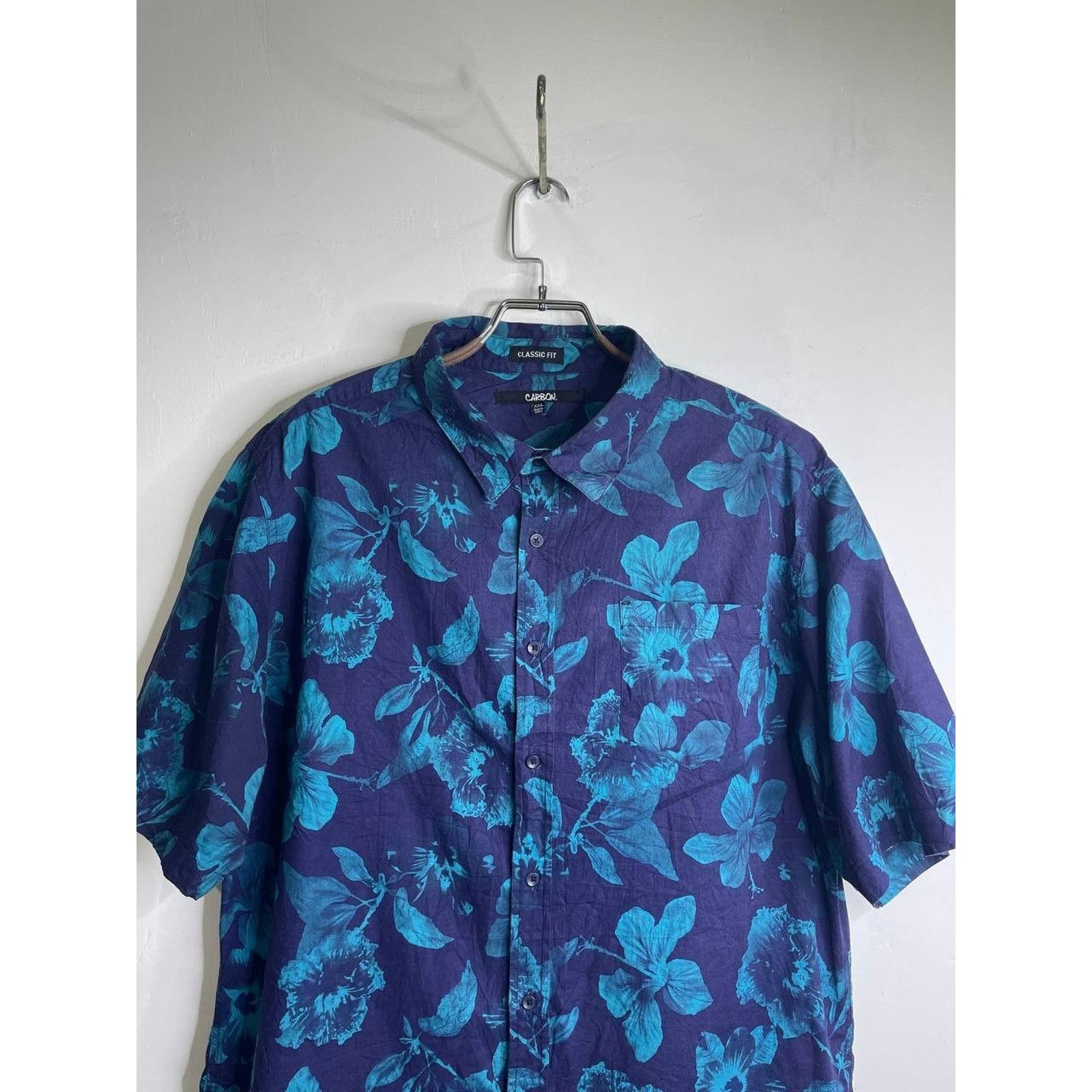 Carbon Vintage Carbon XXL Hawaiian Shirt Teal Floral Classic Fit Size US XXL / EU 58 / 5 - 3 Thumbnail