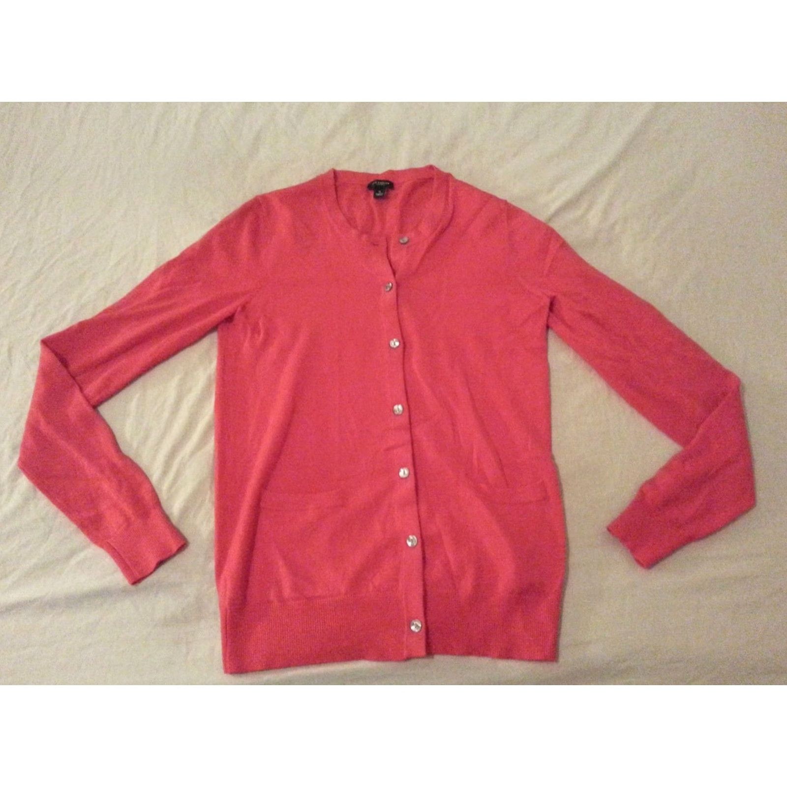 Ann Taylor Womens Ann Taylor Sweater Jacket Wool Orange Small S Merino Wool Shirt/ Sweater Womens Size S / US 4 / IT 40 - 3 Thumbnail
