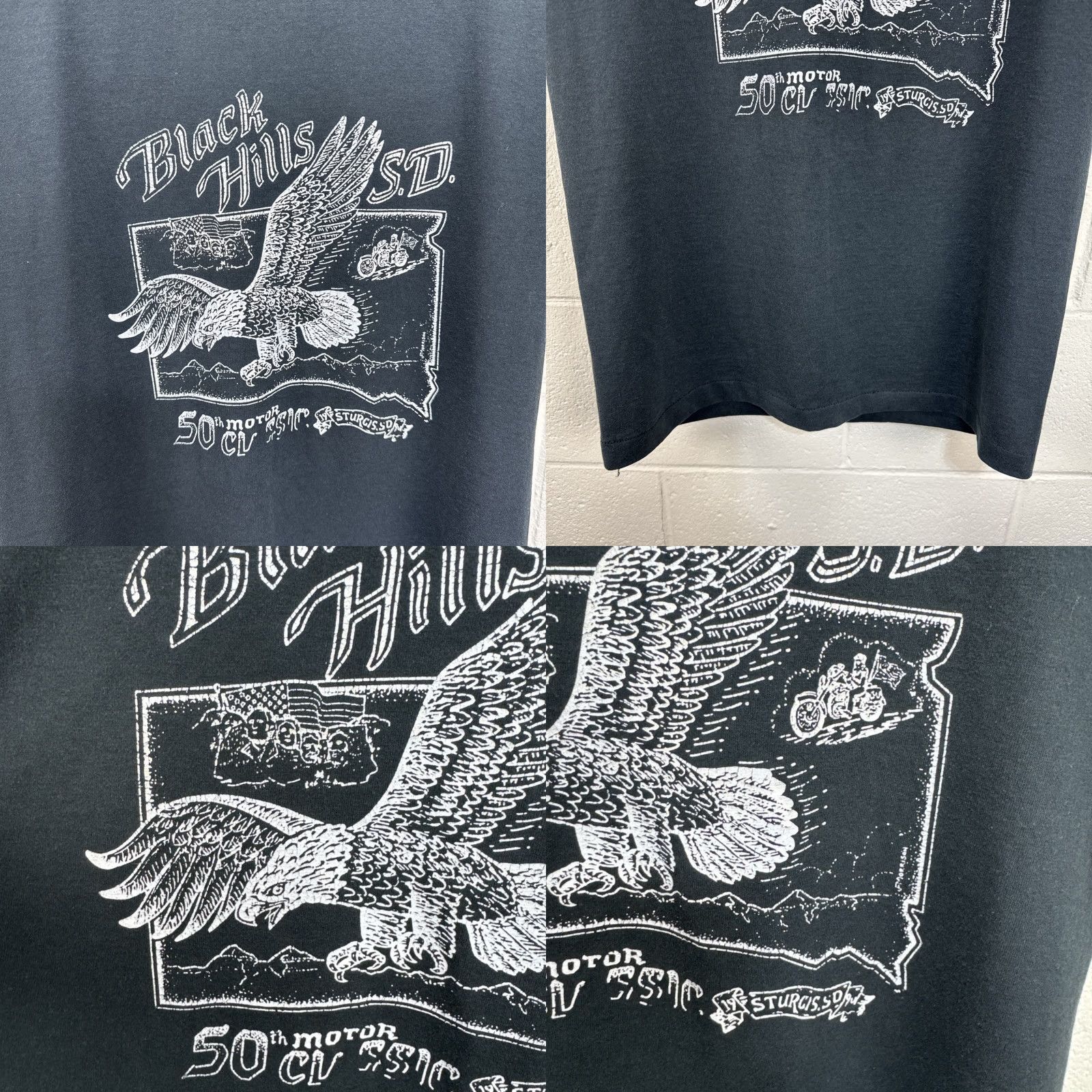 Vintage VINTAGE Sturgis 50th Anniversary Black Hills Rally T Shirt L Men Black Eagle Rushmore 1990s Screen Stars Graphic Tee Size US L / EU 52-54 / 3 - 8 Thumbnail