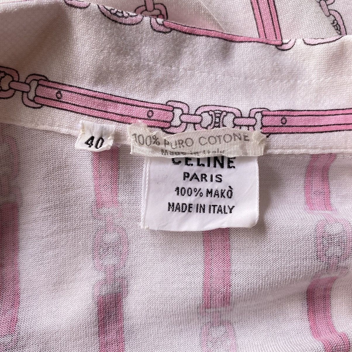 Celine Vintage Celine Pink Chain Print Shirt Size S / US 4 / IT 40 - 13 Thumbnail