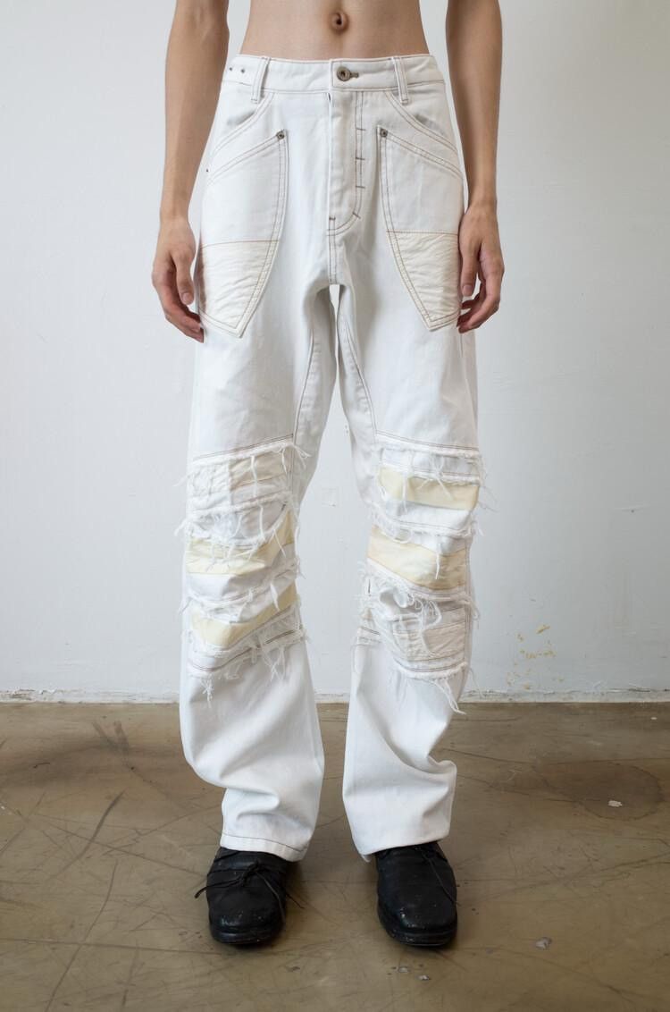 POST ARCHIVE FACTION (PAF) CARNET ARCHIVE - HUMAN-SHELL DESTROYED TROUSERS WHITE Size US 27 - 2 Thumbnail