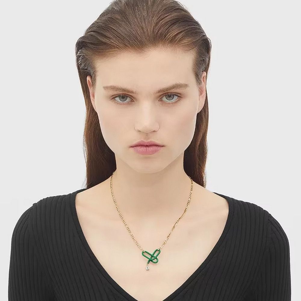 Bottega Veneta BOTTEGA VENETA Intertwined pendant ceramic silver necklace q Size ONE SIZE - 2 Thumbnail