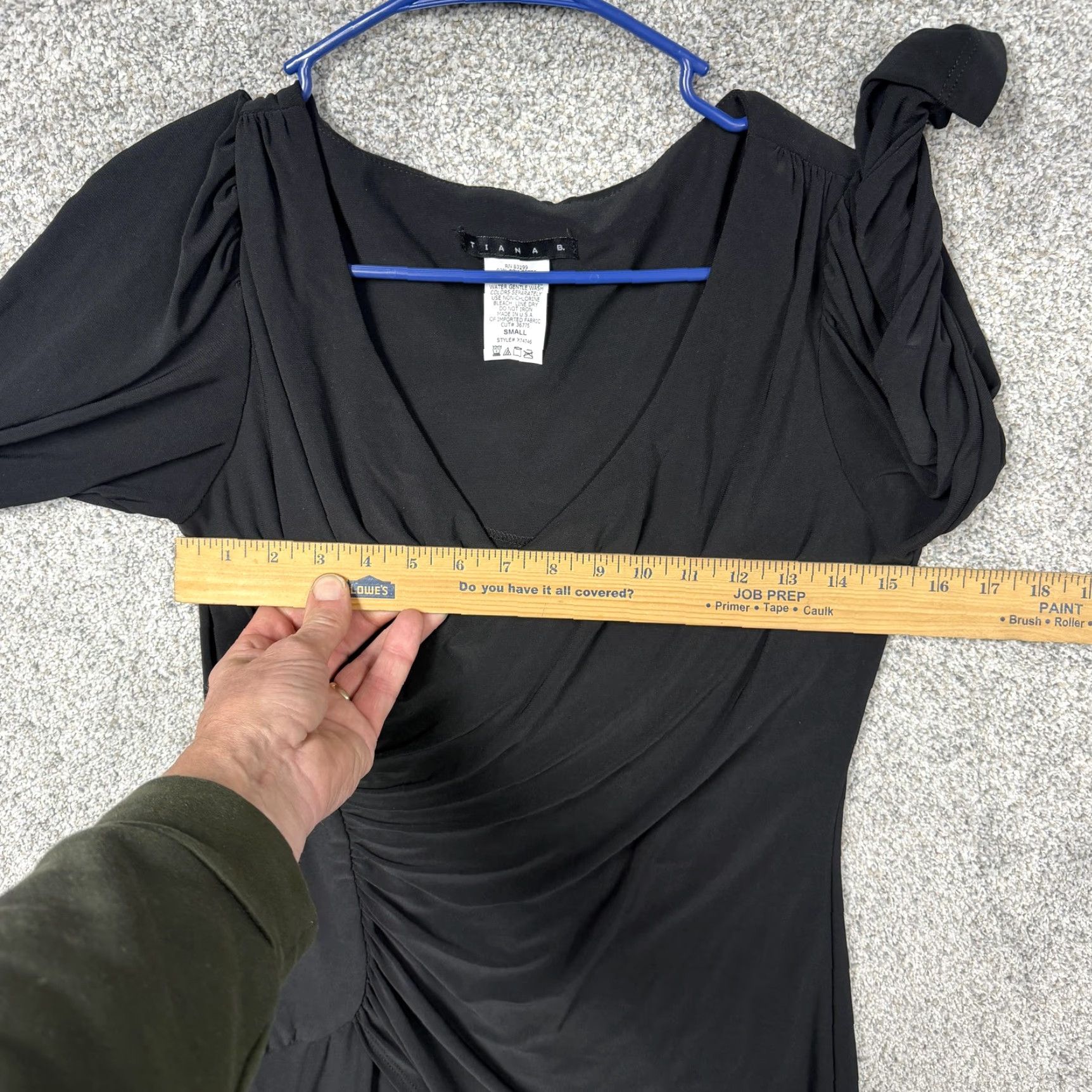 Vintage Tiana B Dress Small Corporate Chic Sheath Cocktail Little Black Dress 3/4 Sleeve V-Neck Pullover Women Size S / US 4 / IT 40 - 3 Thumbnail