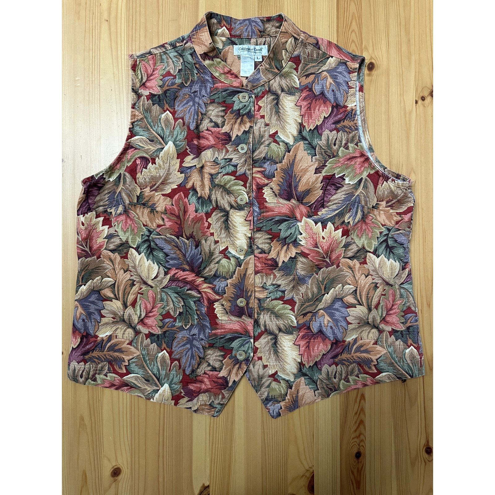 Coldwater Creek Vintage 1990s Coldwater Creek Womens Leaf Vest Large Size L / US 10 / IT 46 - 1 Thumbnail