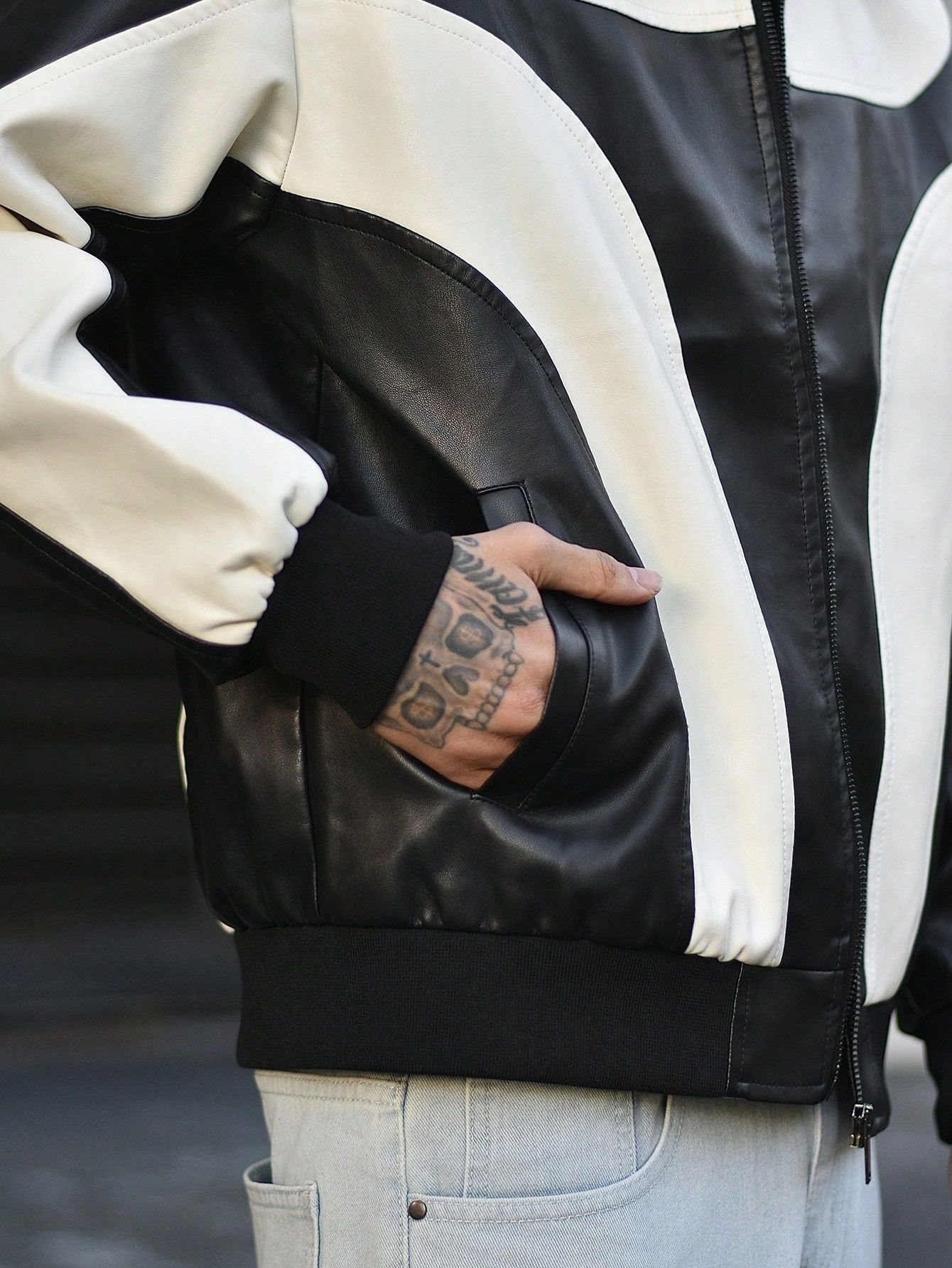 Other 🖤🤍 Black & White Racer Jacket – Y2K Streetwear Size US L / EU 52-54 / 3 - 5 Thumbnail