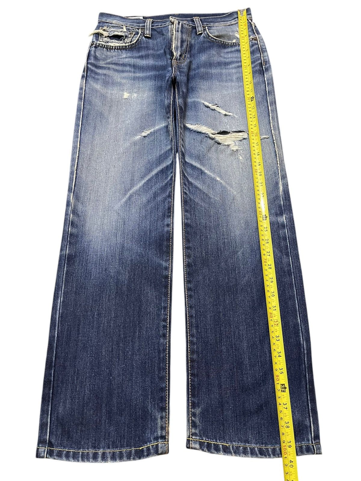 Edwin Vintage Edwin 402 Blue Faded Wash Distress Style Jeans Size US 30 / EU 46 - 13 Thumbnail