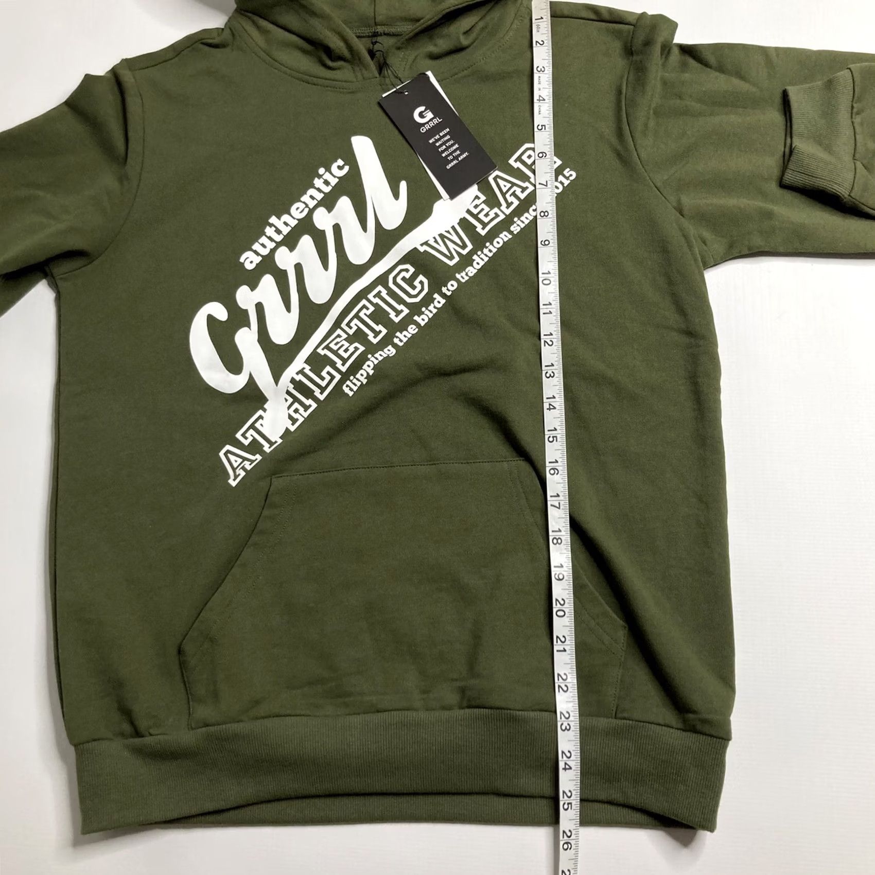 Vintage VINTAGE GRRRL Hoodie Army Green Athletic Wear Victoria Small Front Pocket Spellout NWT Size S / US 4 / IT 40 - 6 Thumbnail
