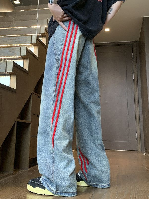 Japanese Brand Men's American street straight leg wide-leg striped jeans Size US 32 / EU 48 - 1 Thumbnail