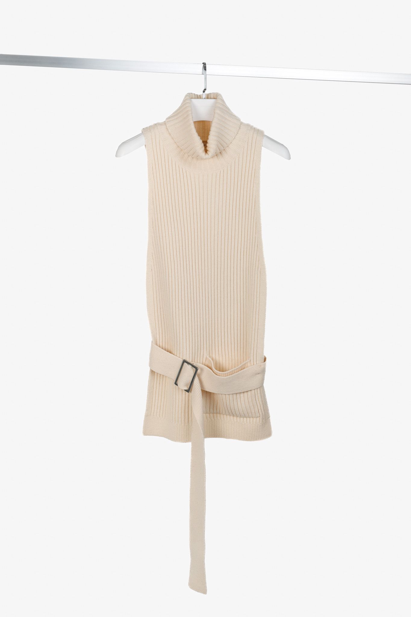 Tibi Tibi AW/19 Off-White Merino Rib Apron Turtleneck Dicky Size XS / US 0-2 / IT 36-38 - 1 Thumbnail