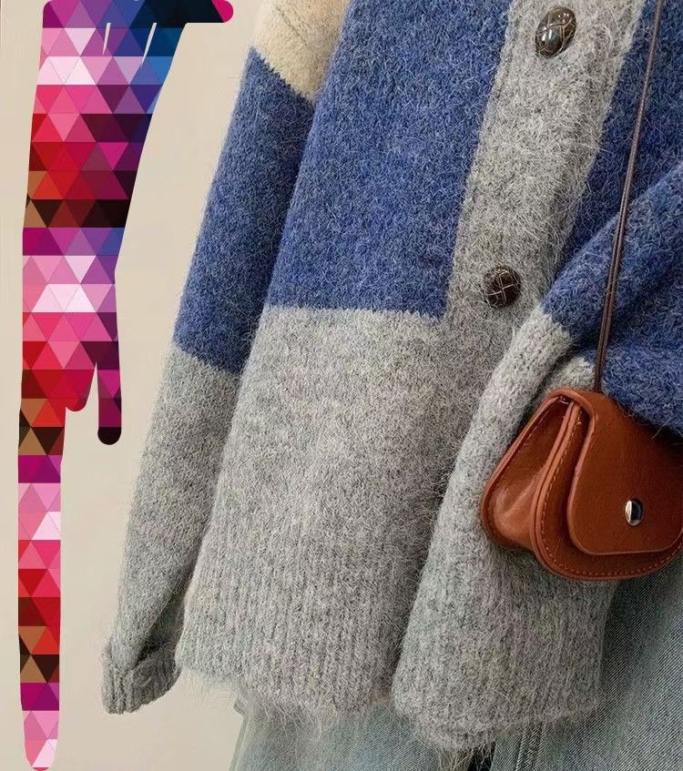 Vintage Street-style loose-fitting patchwork sweater Size US M / EU 48-50 / 2 - 4 Thumbnail