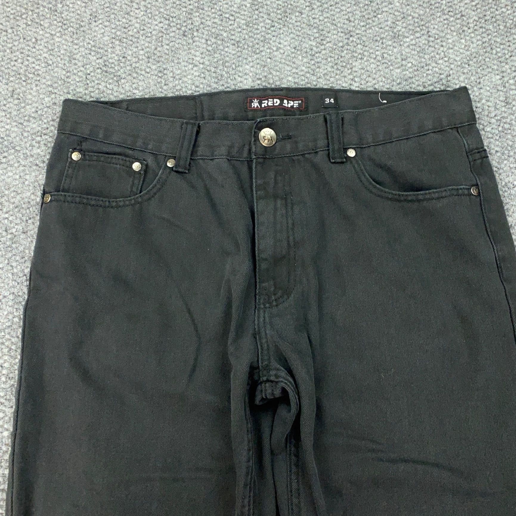 Denime Red Ape Jeans Mens Size 34 Black Denim Baggy Hip Hop Streetwear Grunge Y2K Size US 34 / EU 50 - 3 Thumbnail
