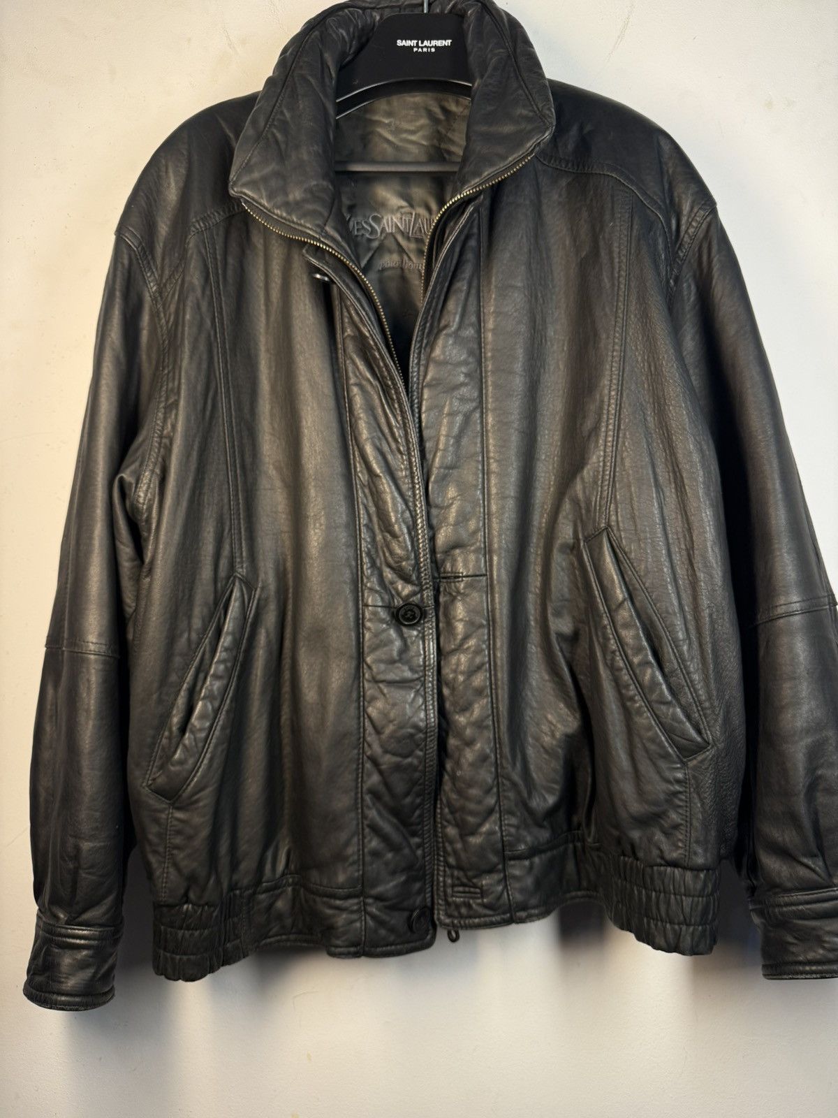 Yves Saint Laurent 90s YSL Leather Jacket Black Soft Vintage Rare Bomber Size US M / EU 48-50 / 2 - 7 Thumbnail