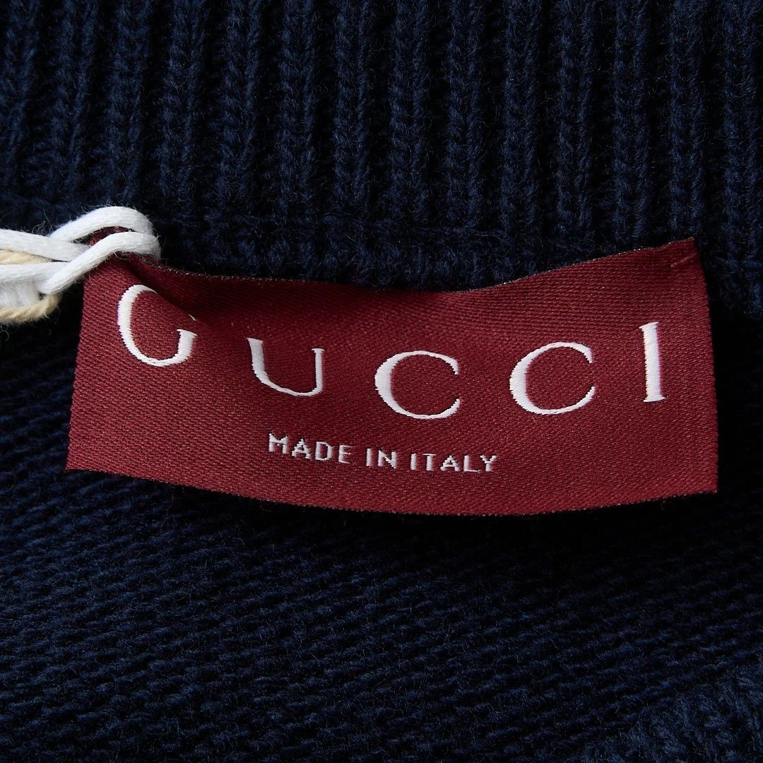 Gucci Gucci Men's Navy Letter Intarsia Wool Sweater Size US M / EU 48-50 / 2 - 5 Thumbnail