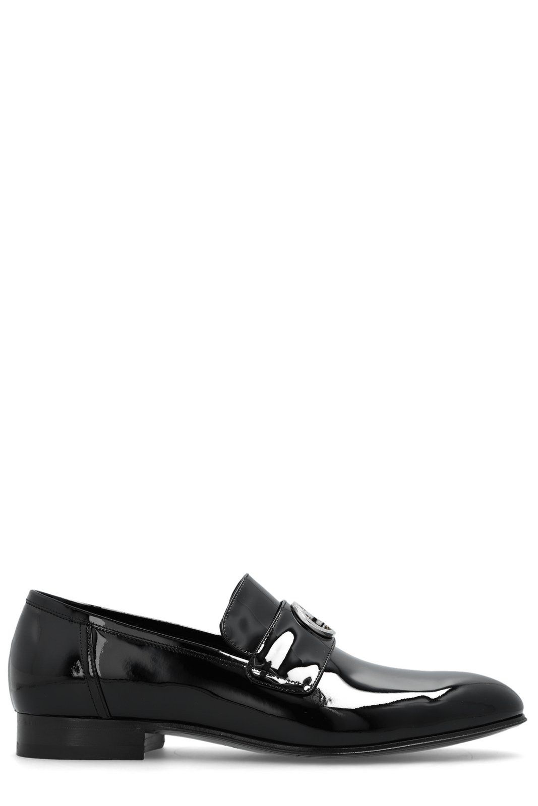 image of Gucci GG Patent Leather Plaque Loafers in Black, Men's (Size 9)